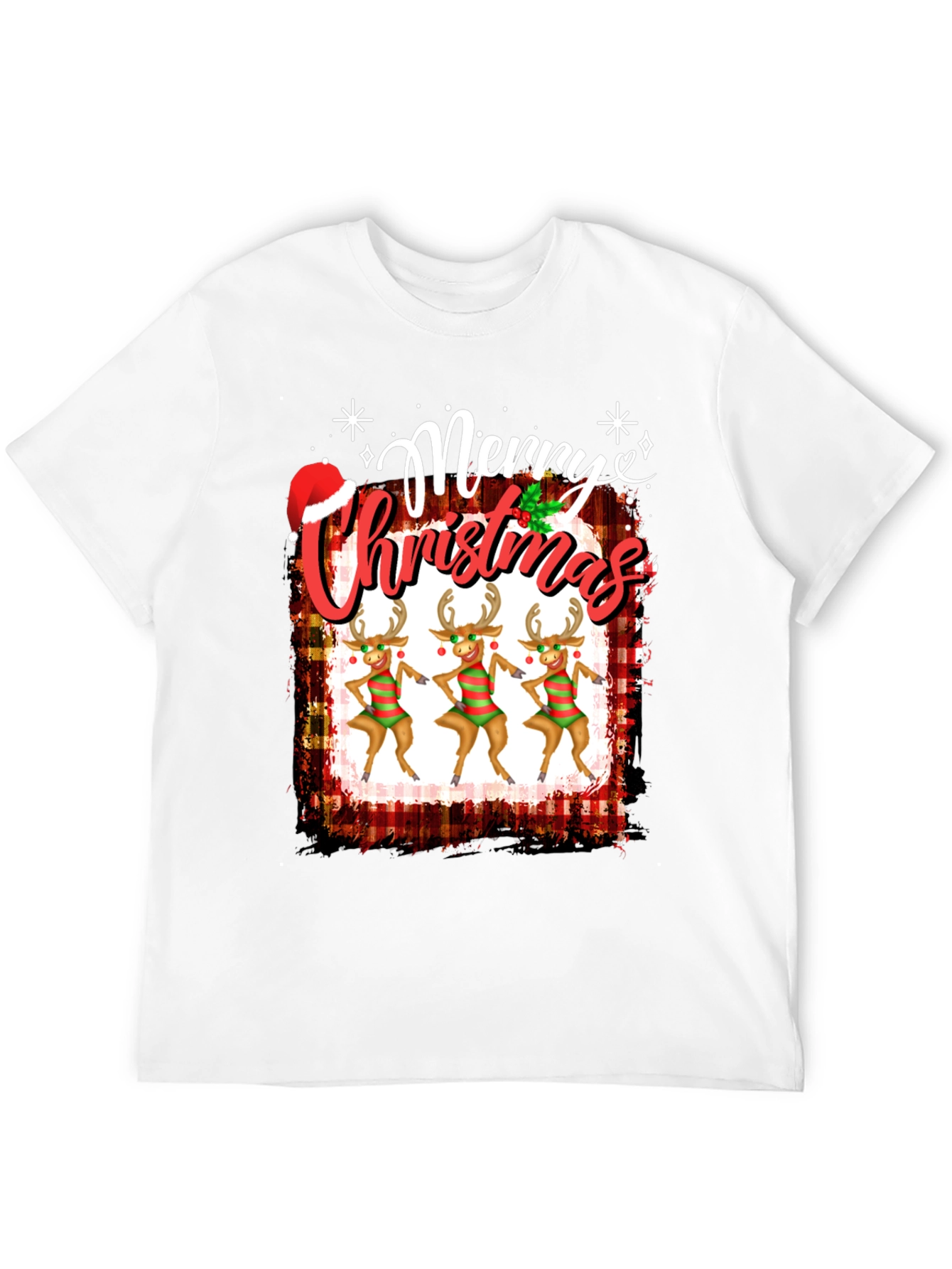Festive Merry Christmas Reindeer Graphic Tee