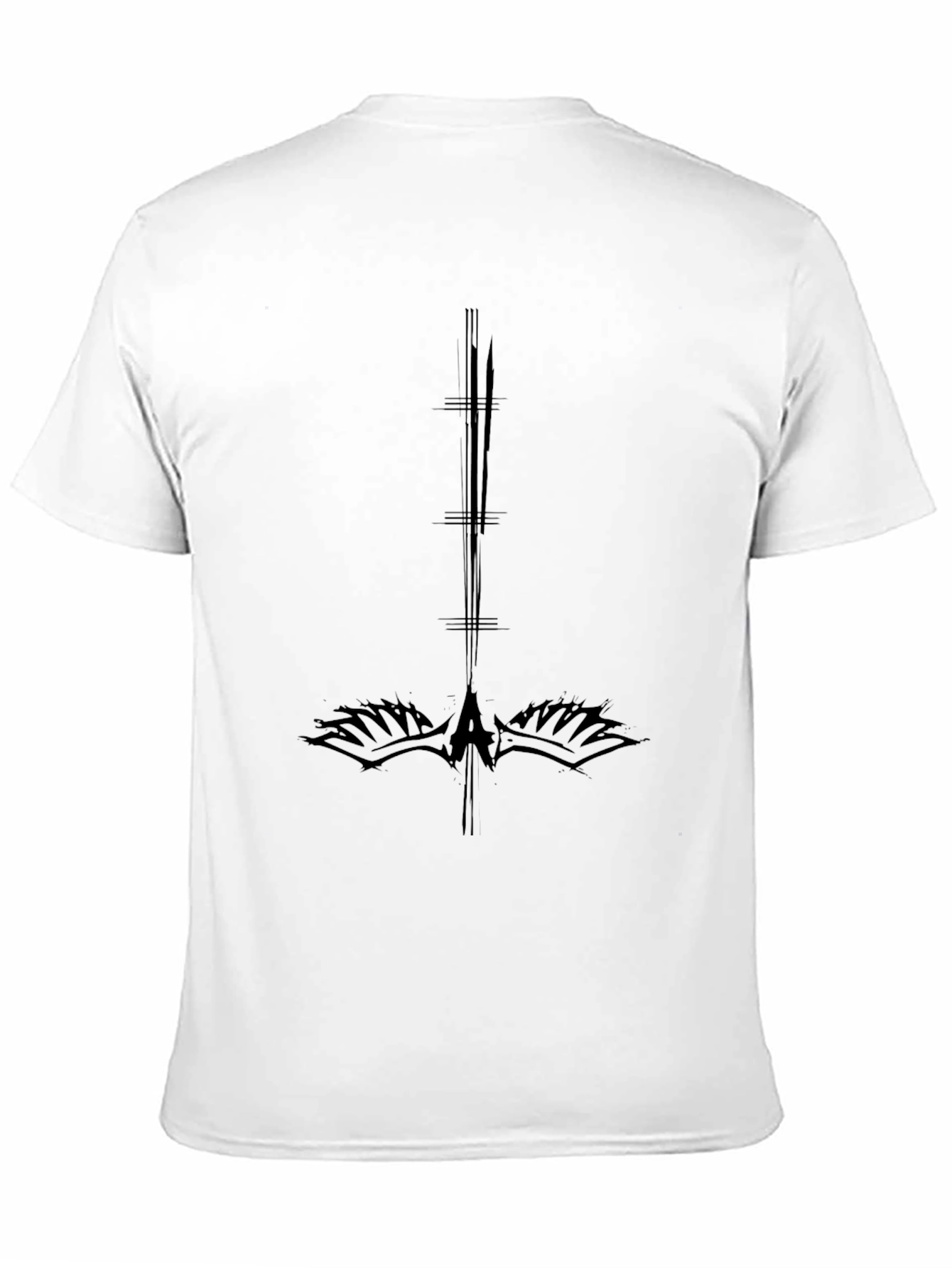 Mens Black Graphic Tee - Upside Down Cross Design