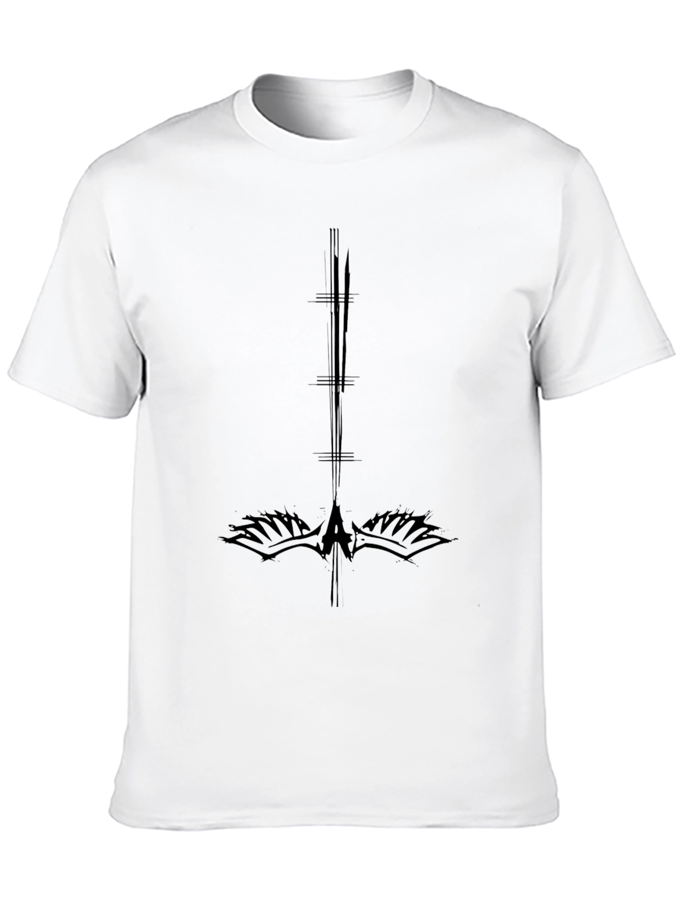Mens Black Graphic Tee - Upside Down Cross Design
