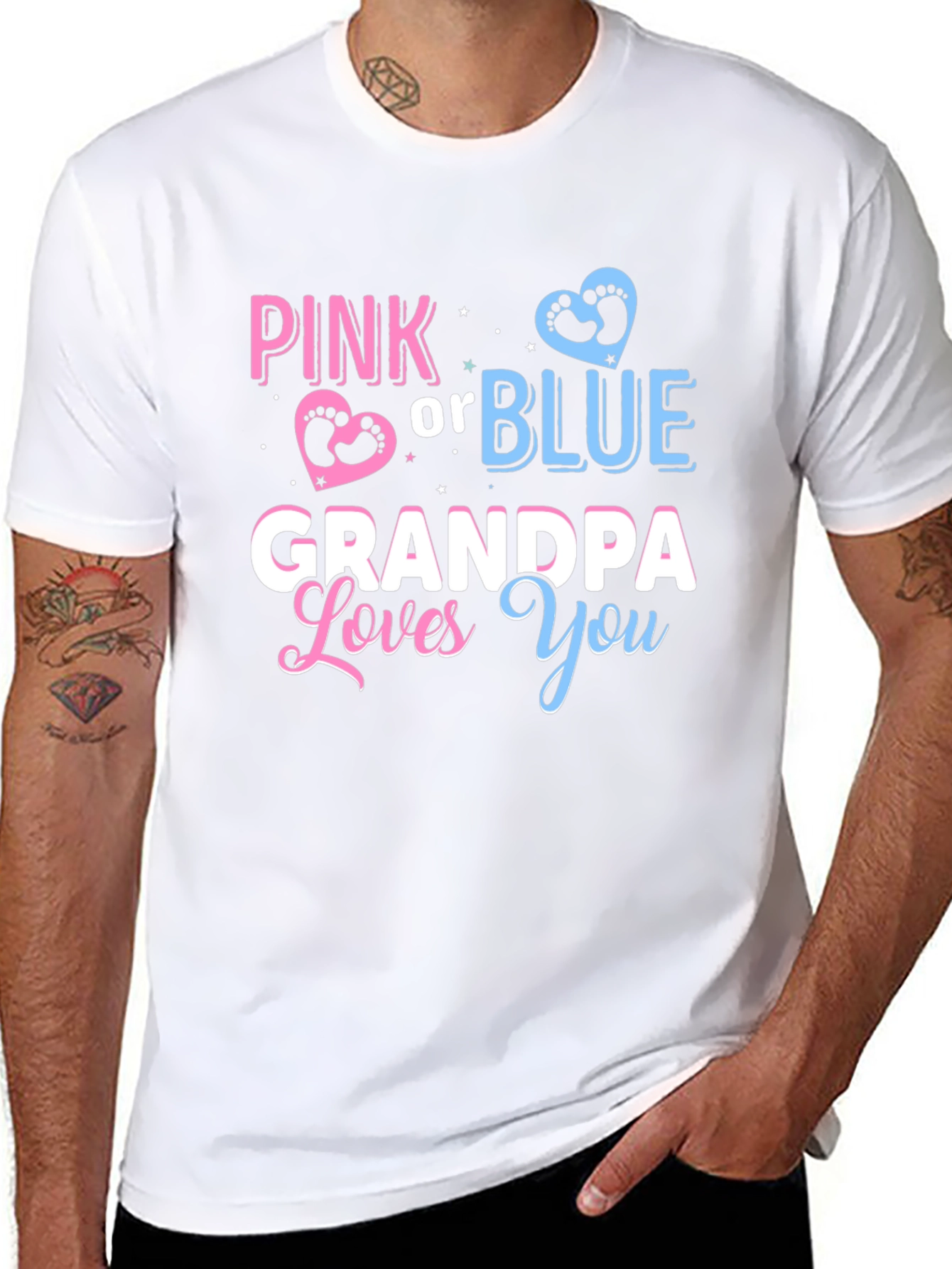 Pink or Blue Grandpa Loves You T-Shirt