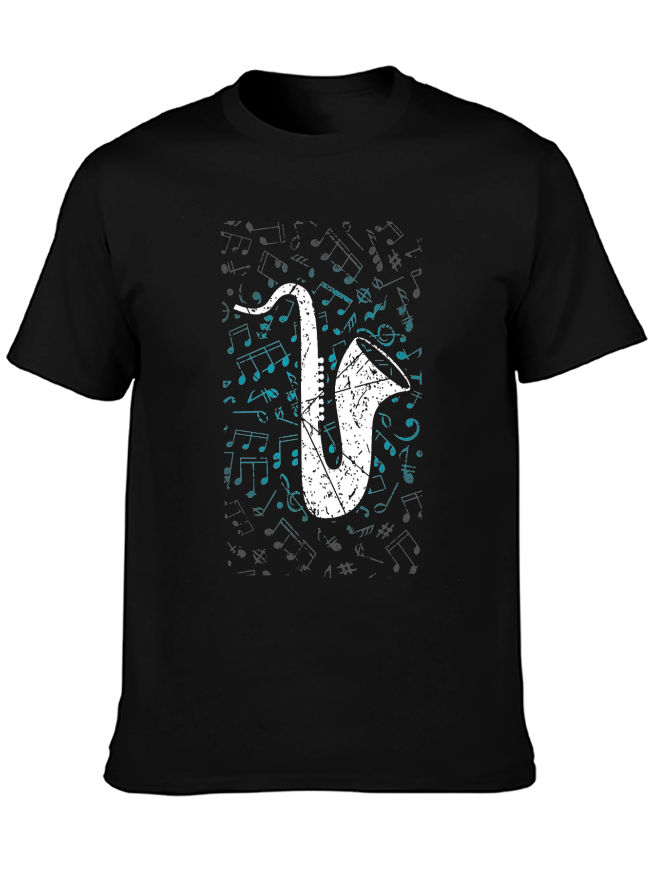 Saxophone Graphic Tee - Musical Notes T-Shirt
