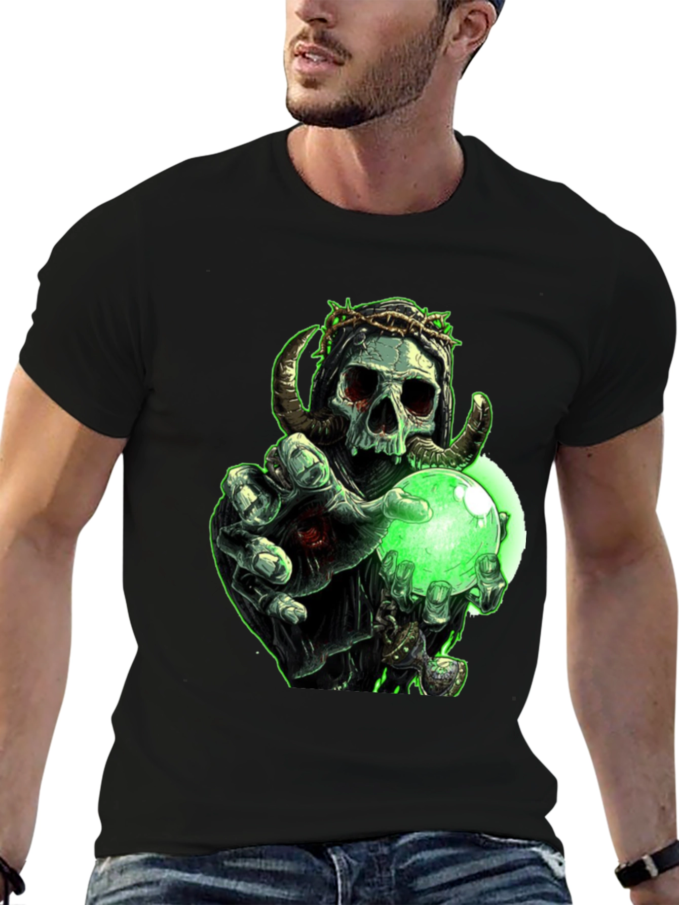 Grim Reaper Skull Graphic T-Shirt - Black