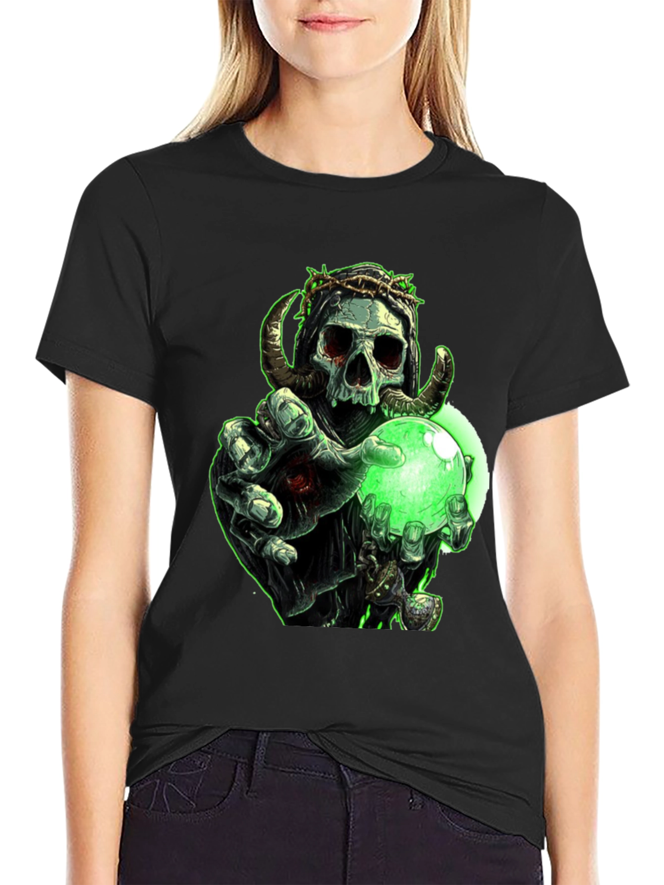 Grim Reaper Skull Graphic T-Shirt - Black