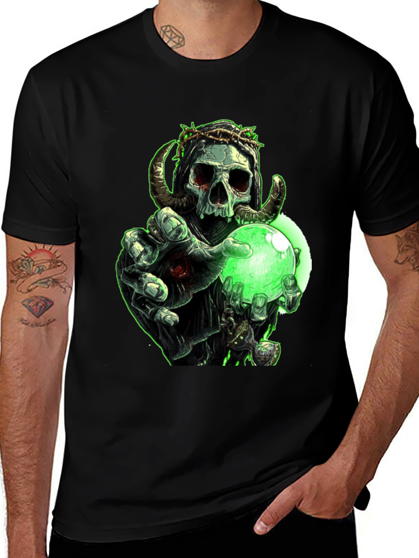 Grim Reaper Skull Graphic T-Shirt - Black