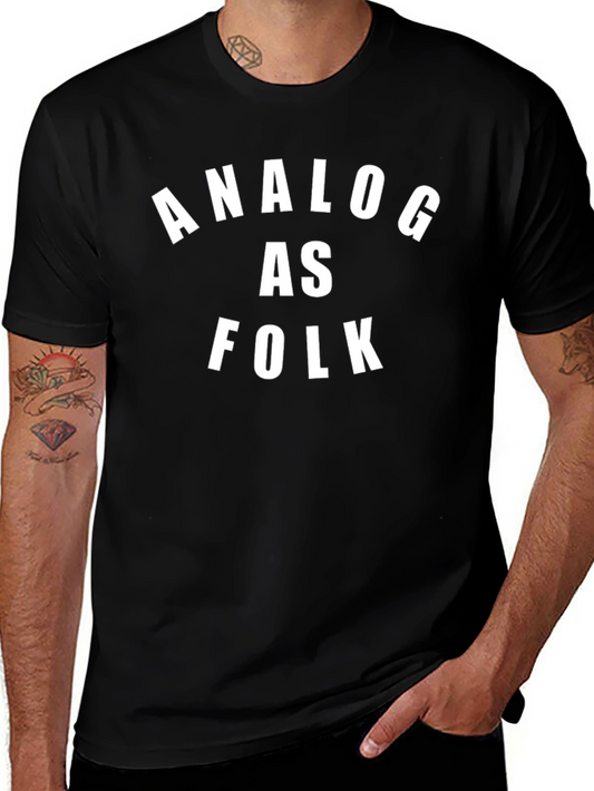 Analog As Folk Graphic Tee - Black Cotton T-Shirt