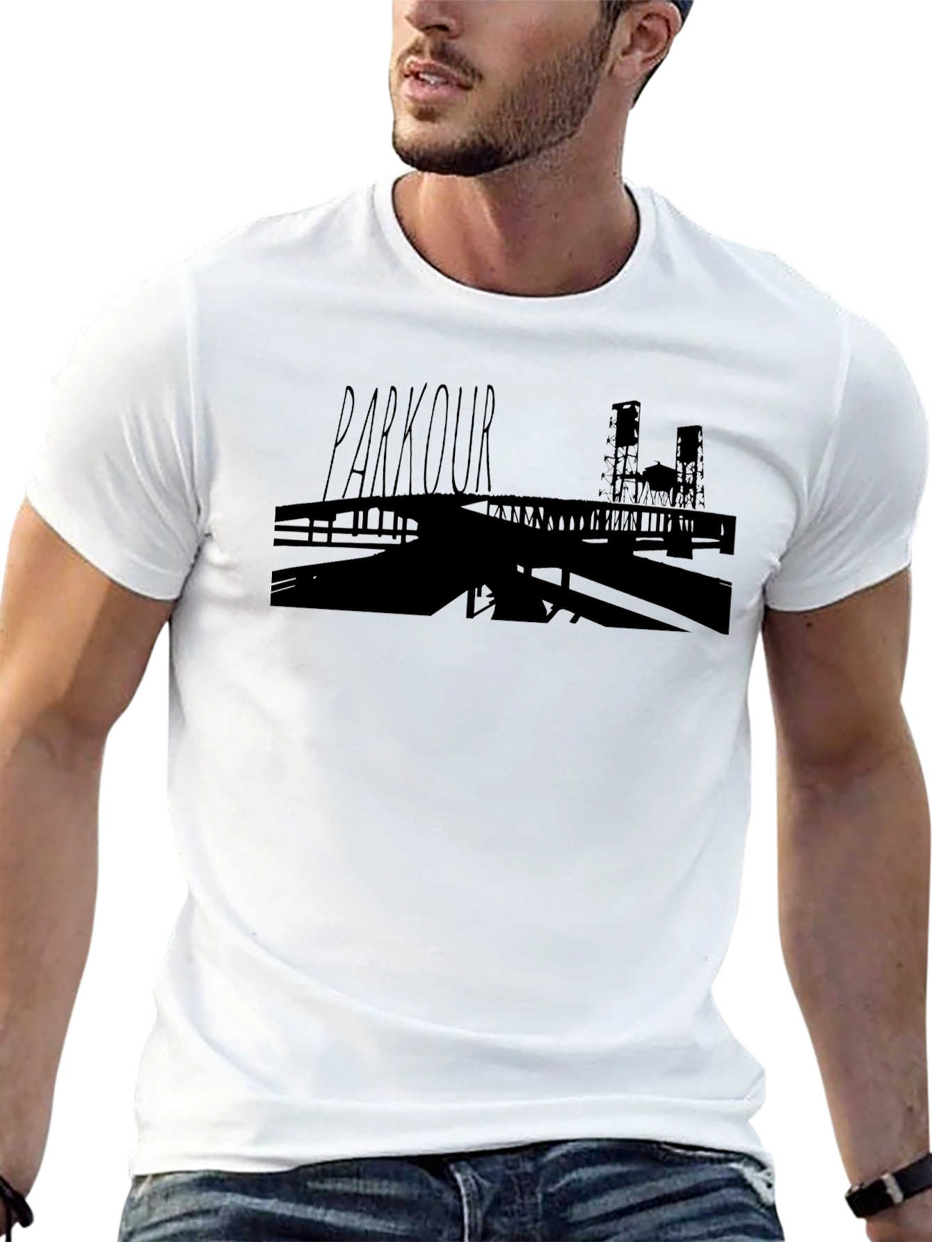Parkour Silhouette Graphic Tee - Urban Style