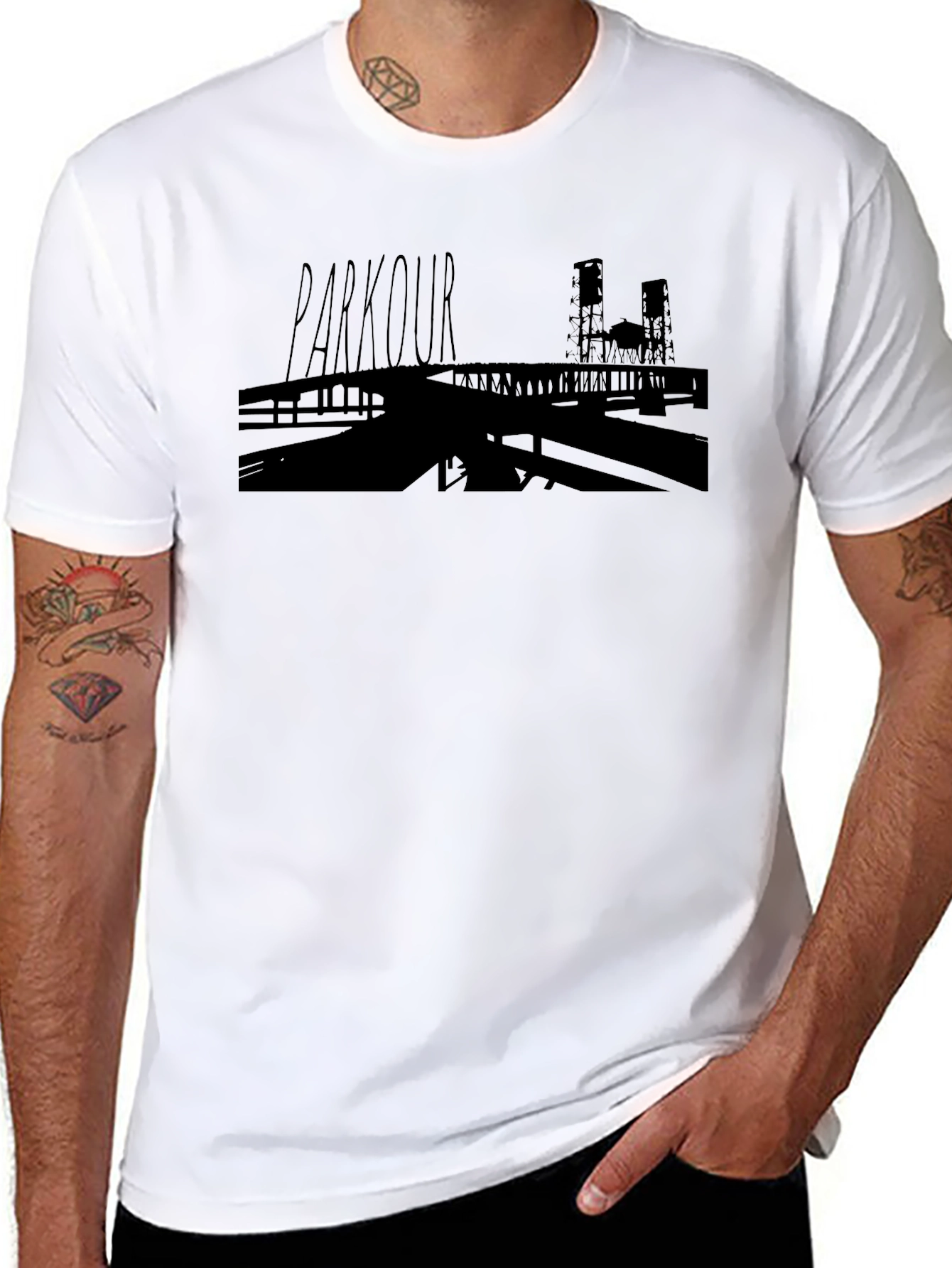 Parkour Silhouette Graphic Tee - Urban Style