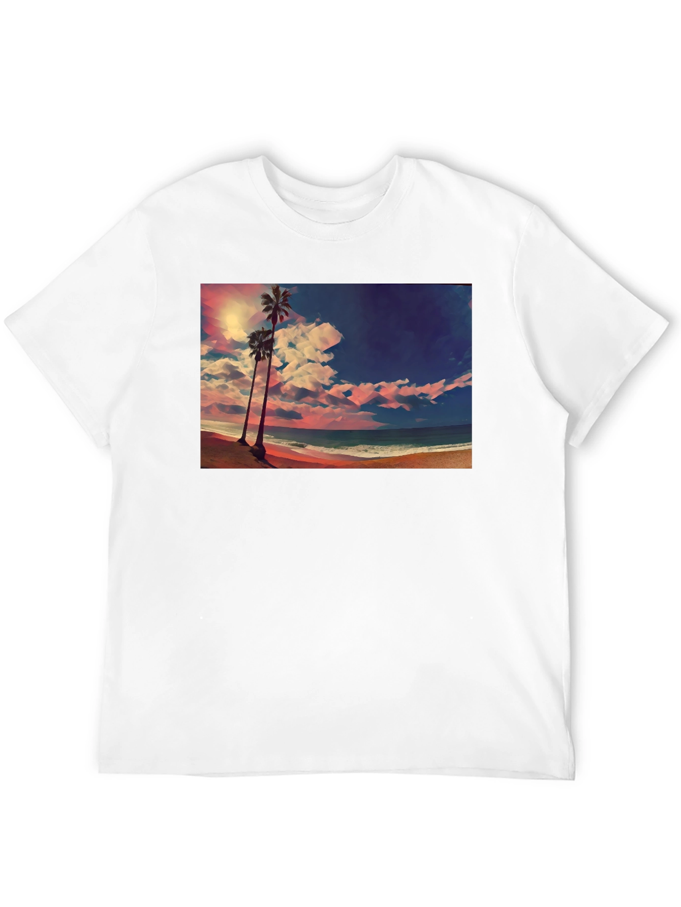 Tropical Beach Palm Tree Graphic Black T-Shirt