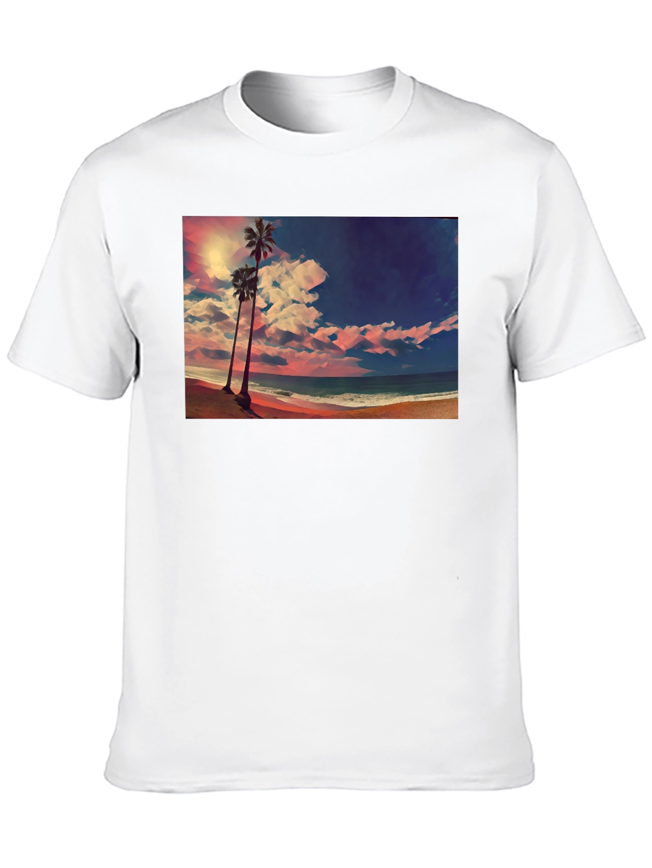 Tropical Beach Palm Tree Graphic Black T-Shirt
