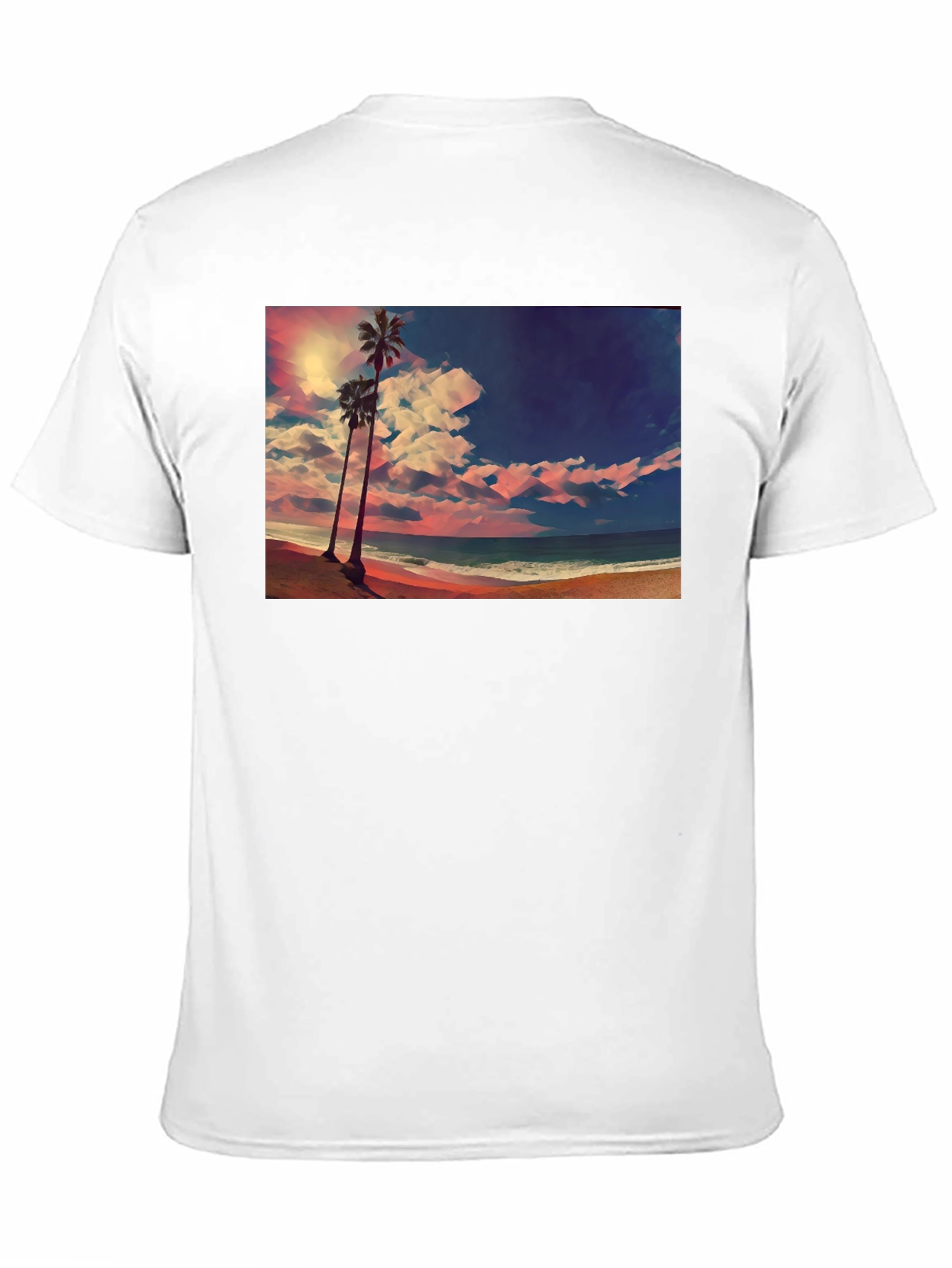Tropical Beach Palm Tree Graphic Black T-Shirt