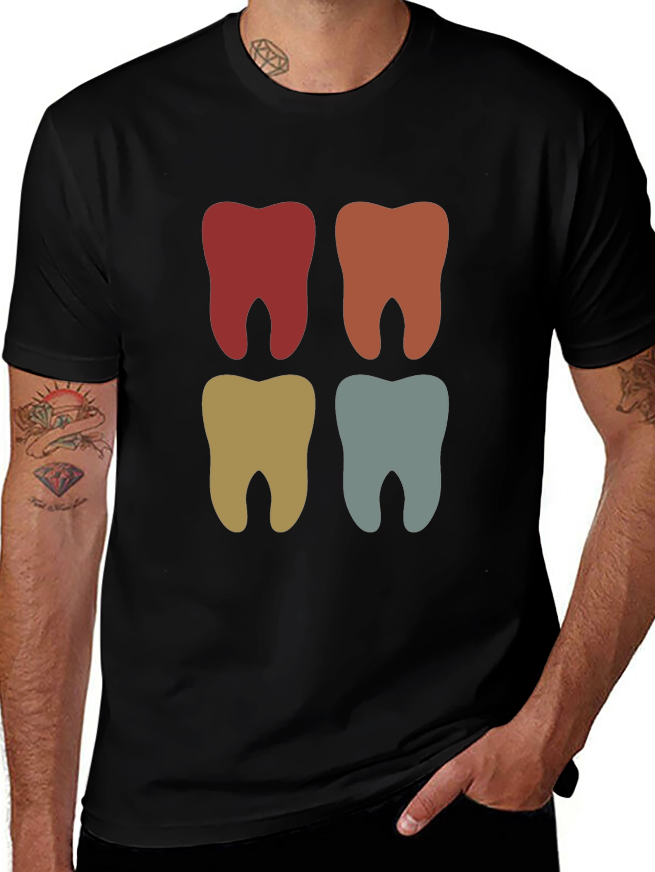Retro Tooth Graphic Tee - Dental Style T-Shirt