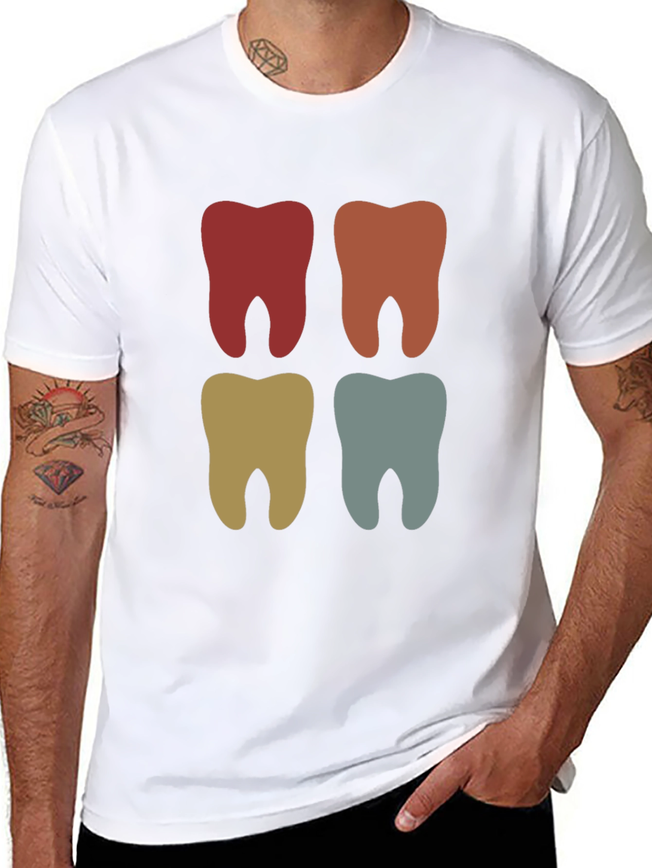 Retro Tooth Graphic Tee - Dental Style T-Shirt