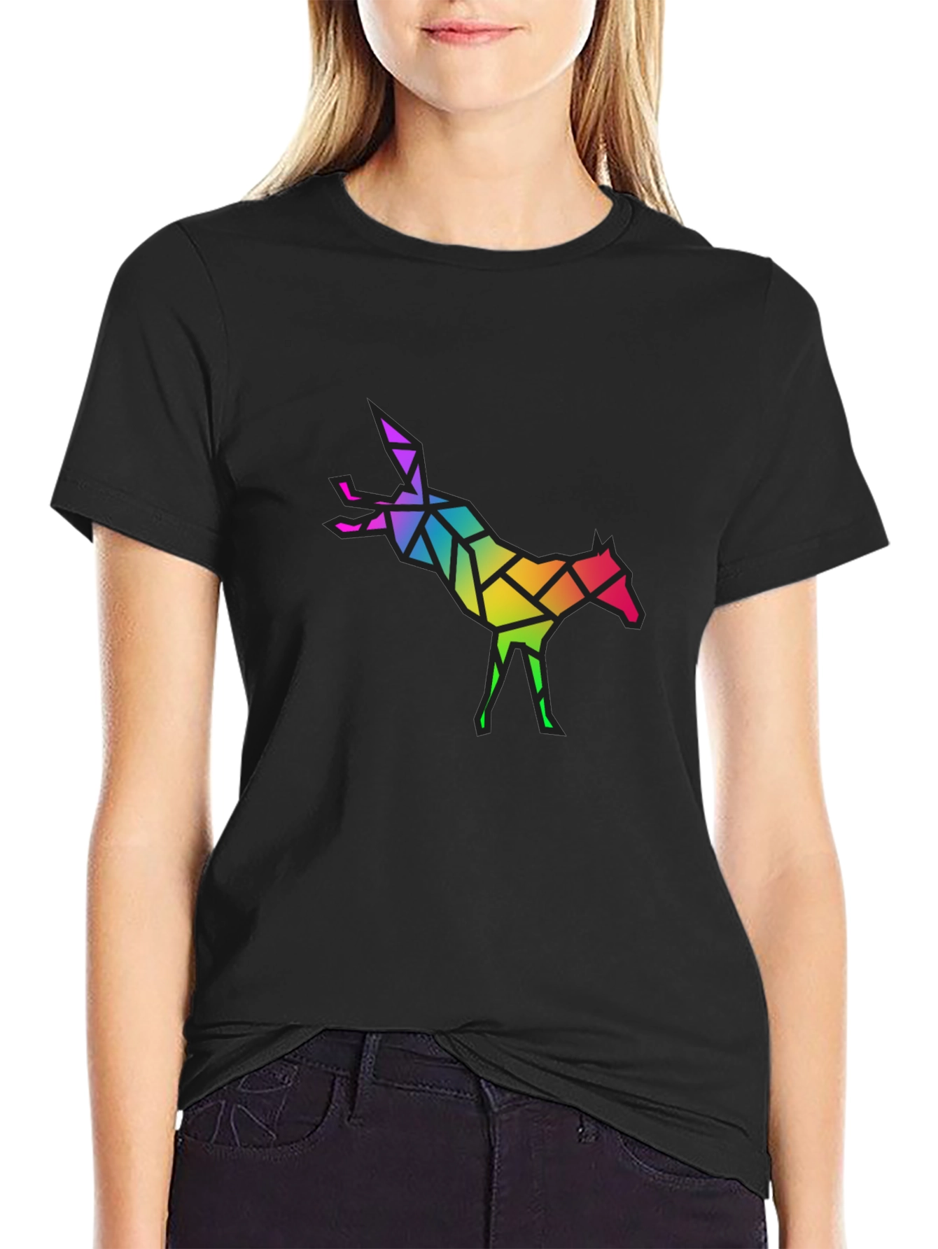 Geometric Rainbow Horse Graphic Tee