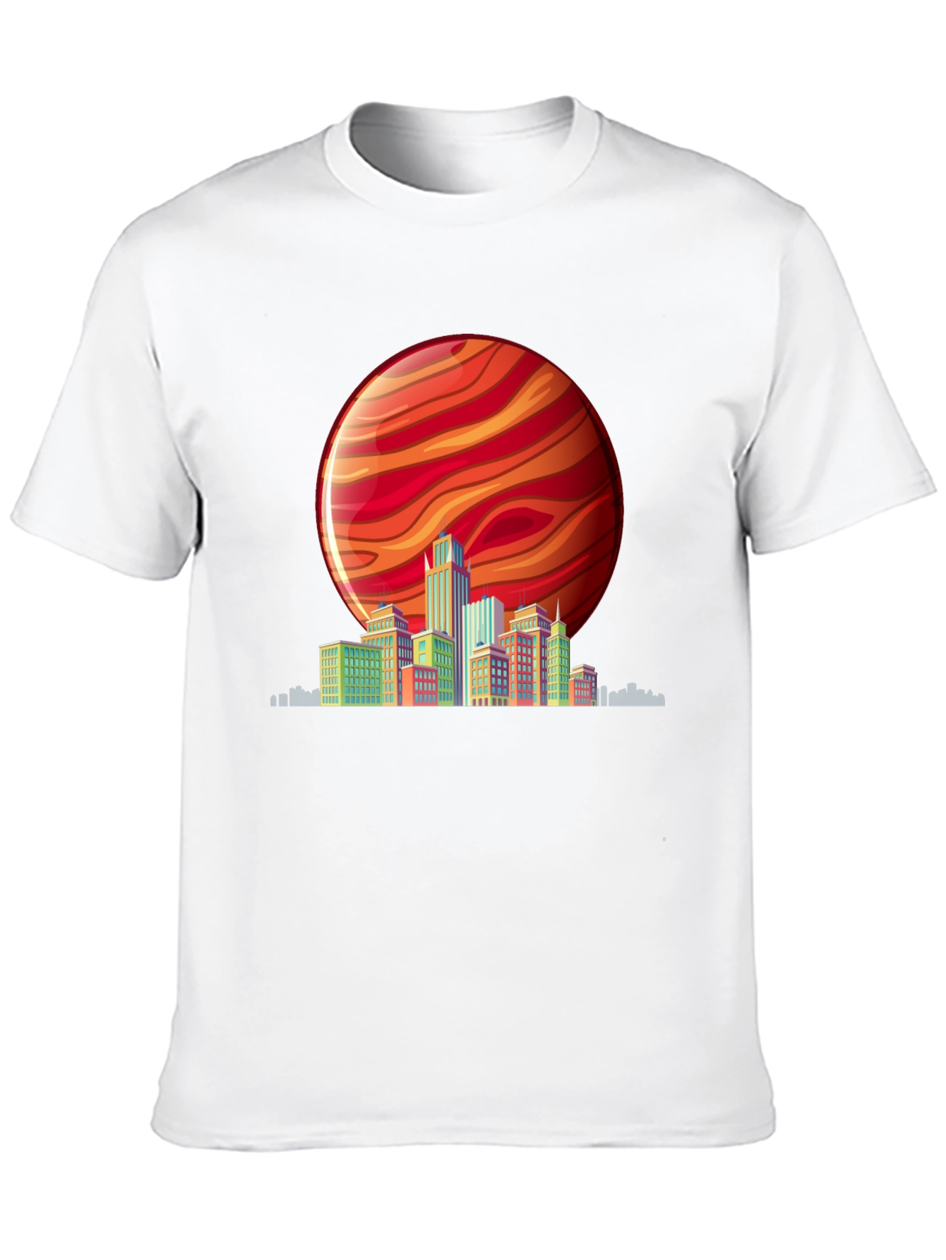 Retro Cityscape T-Shirt - Vibrant Planet Design