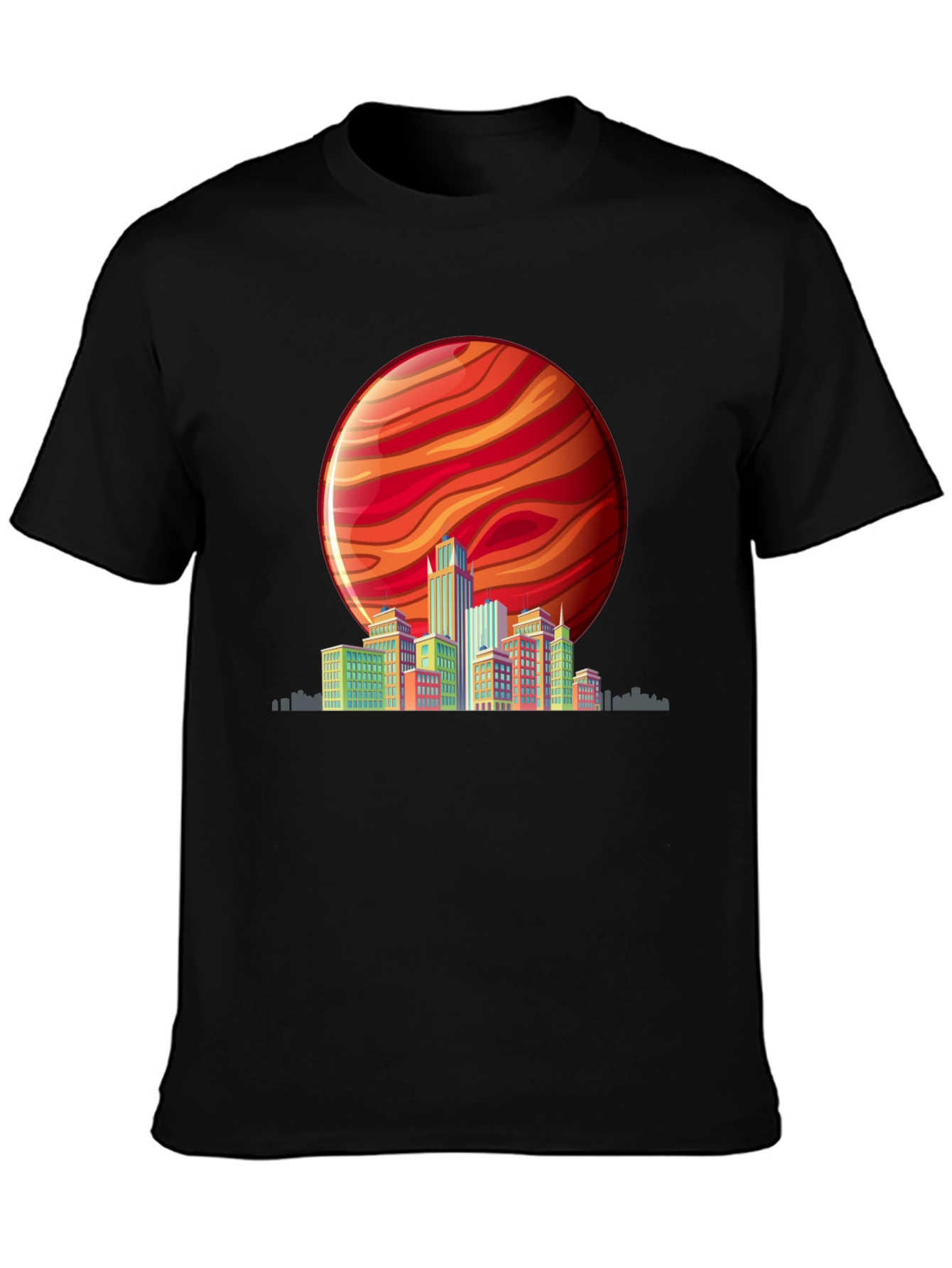 Retro Cityscape T-Shirt - Vibrant Planet Design