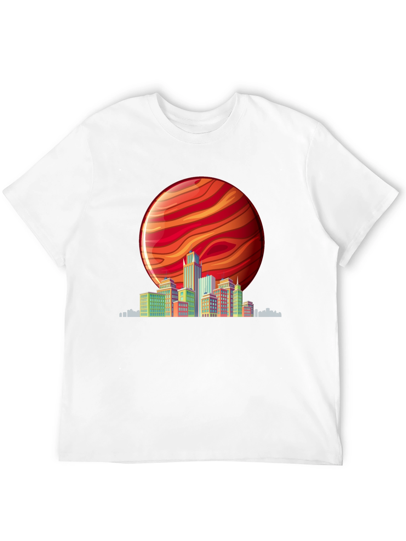 Retro Cityscape T-Shirt - Vibrant Planet Design