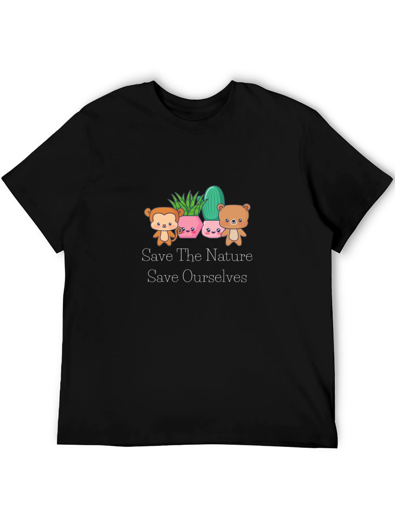 Cute Save The Nature Black T-Shirt