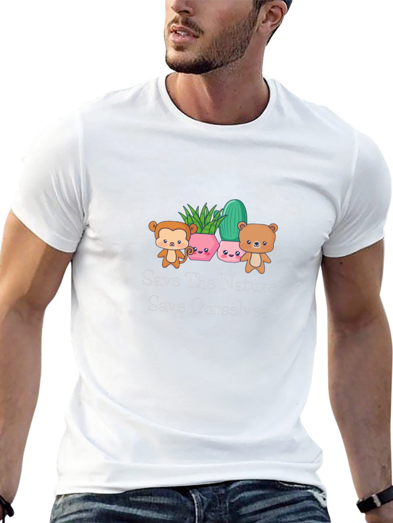 Cute Save The Nature Black T-Shirt