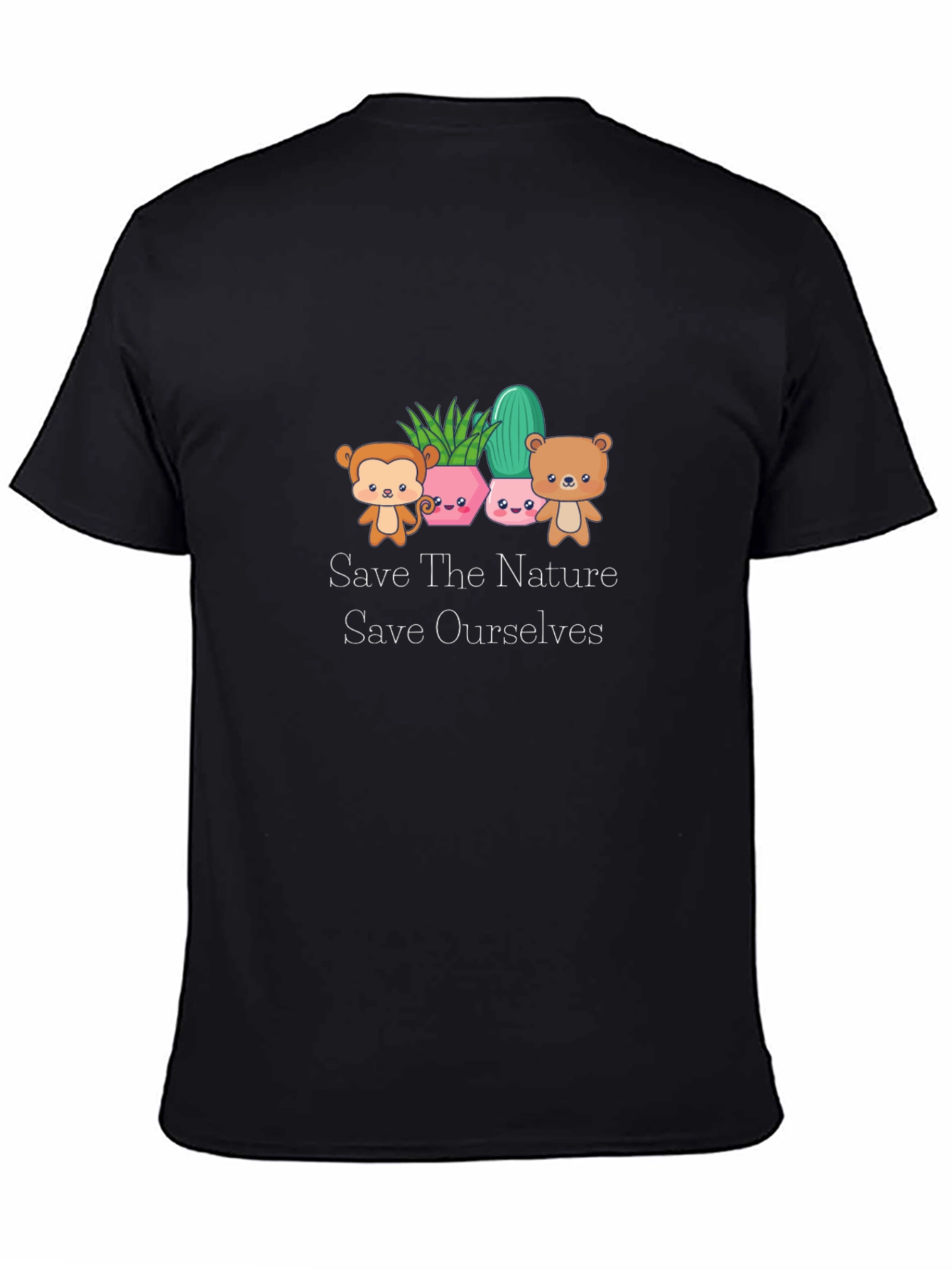 Cute Save The Nature Black T-Shirt