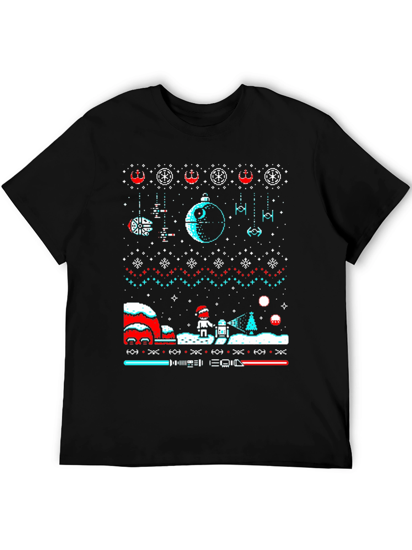 Star Wars Christmas Pixel Art Ugly Sweater Tee