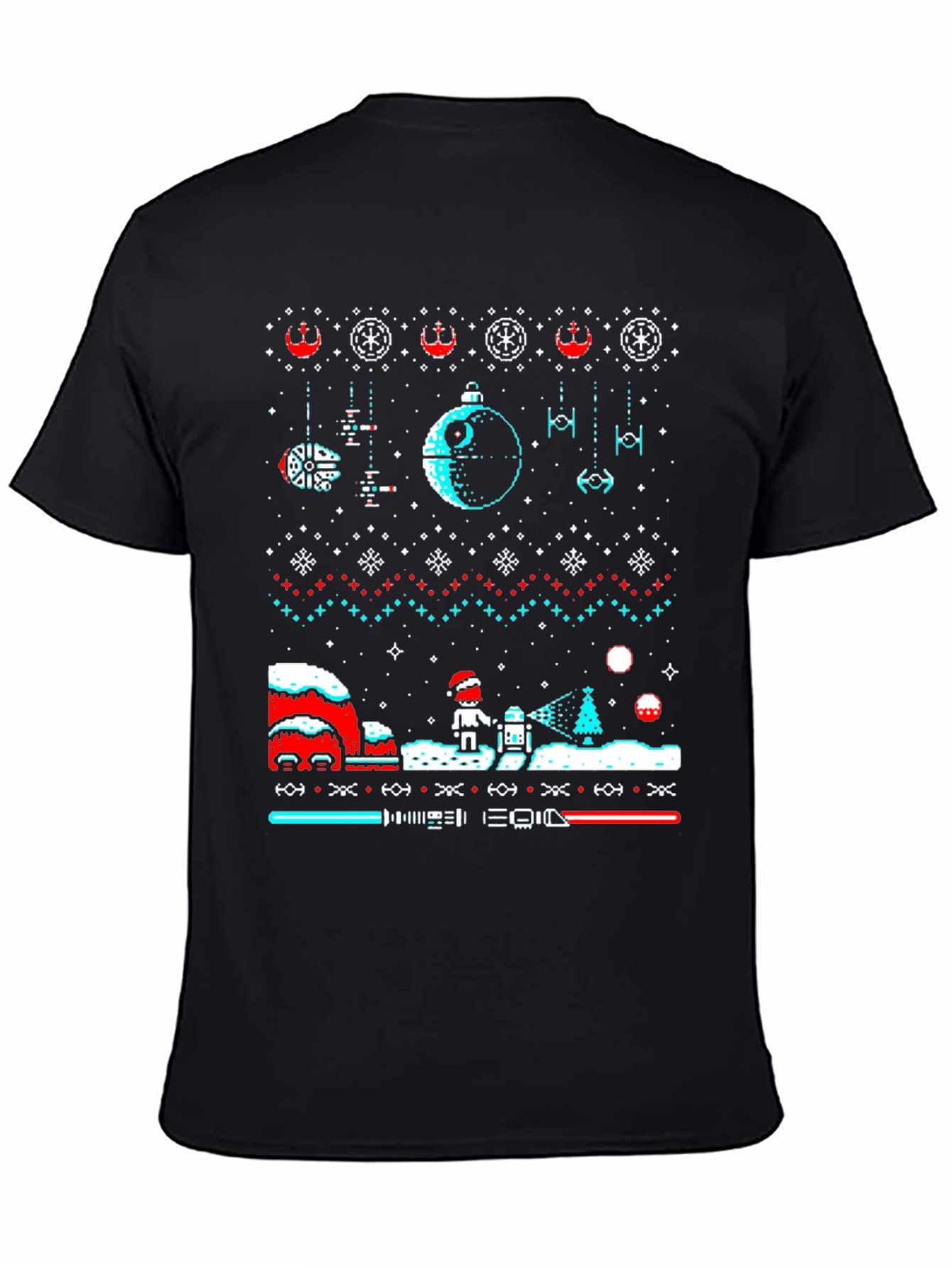 Star Wars Christmas Pixel Art Ugly Sweater Tee