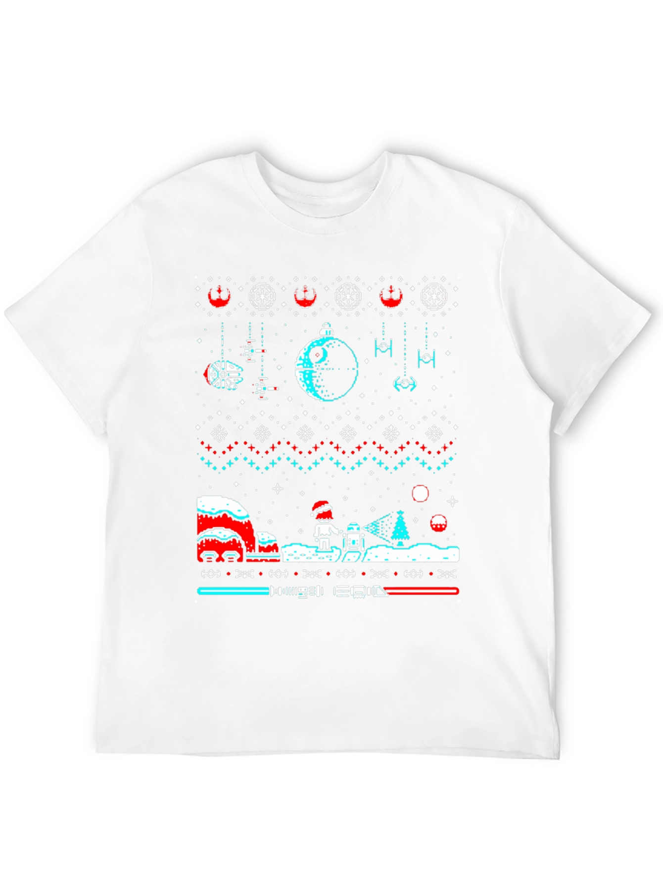 Star Wars Christmas Pixel Art Ugly Sweater Tee