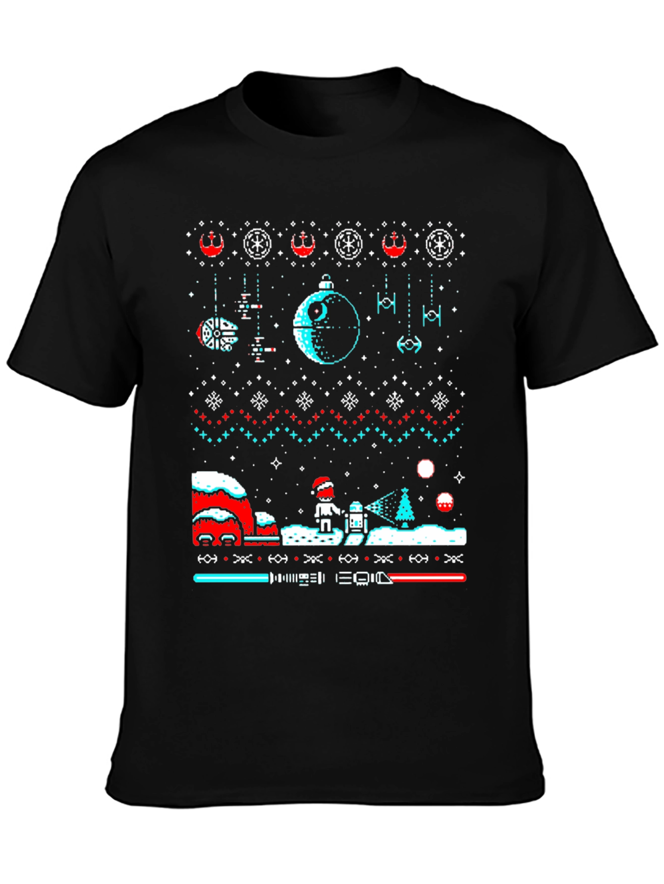 Star Wars Christmas Pixel Art Ugly Sweater Tee