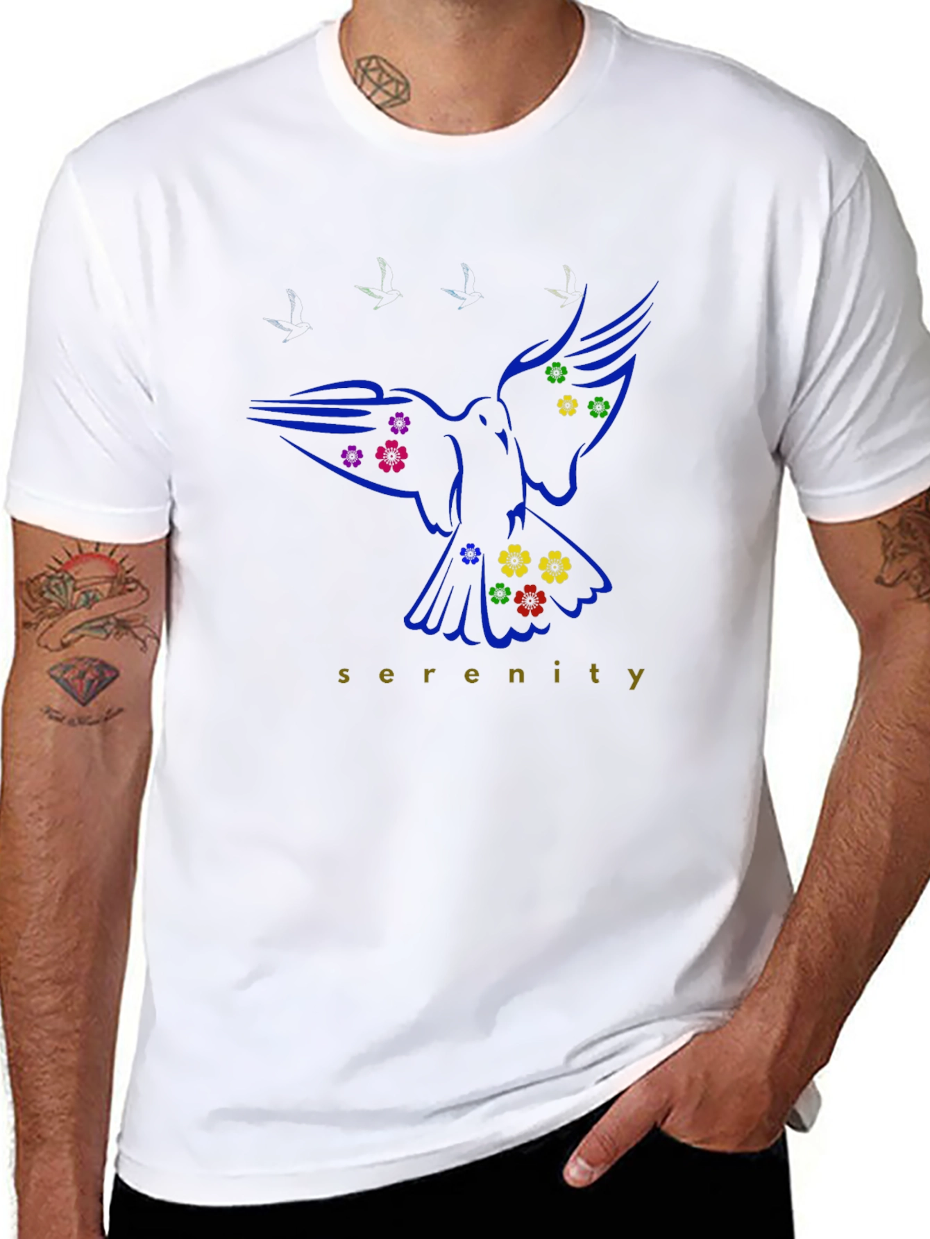 Serenity Dove Graphic T-Shirt - Artistic Casual Wear