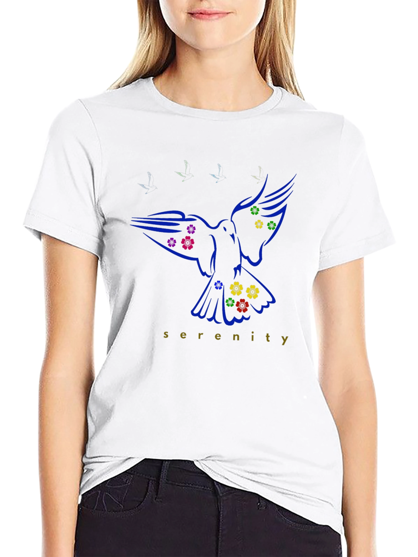 Serenity Dove Graphic T-Shirt - Artistic Casual Wear