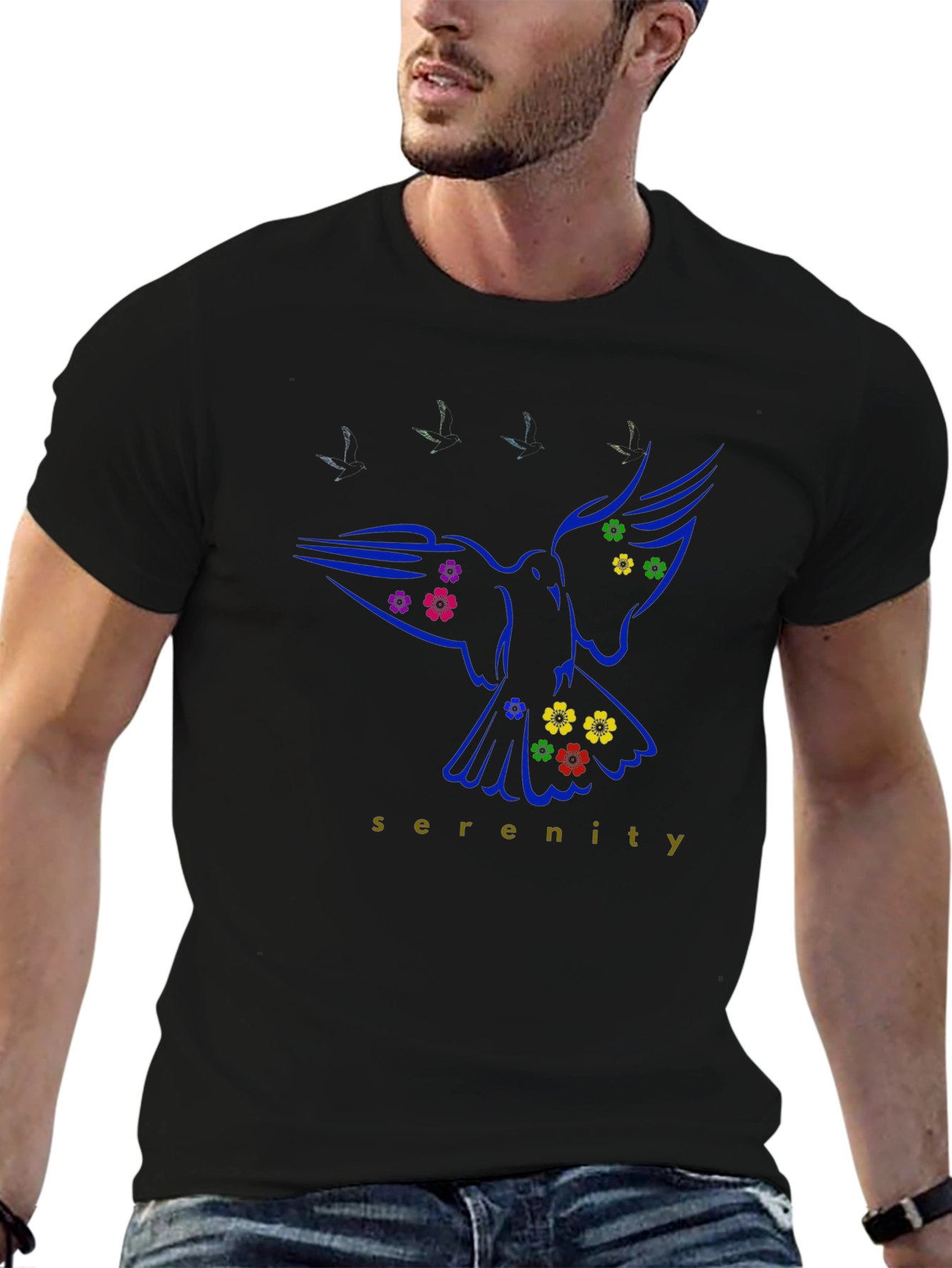 Serenity Dove Graphic T-Shirt - Artistic Casual Wear