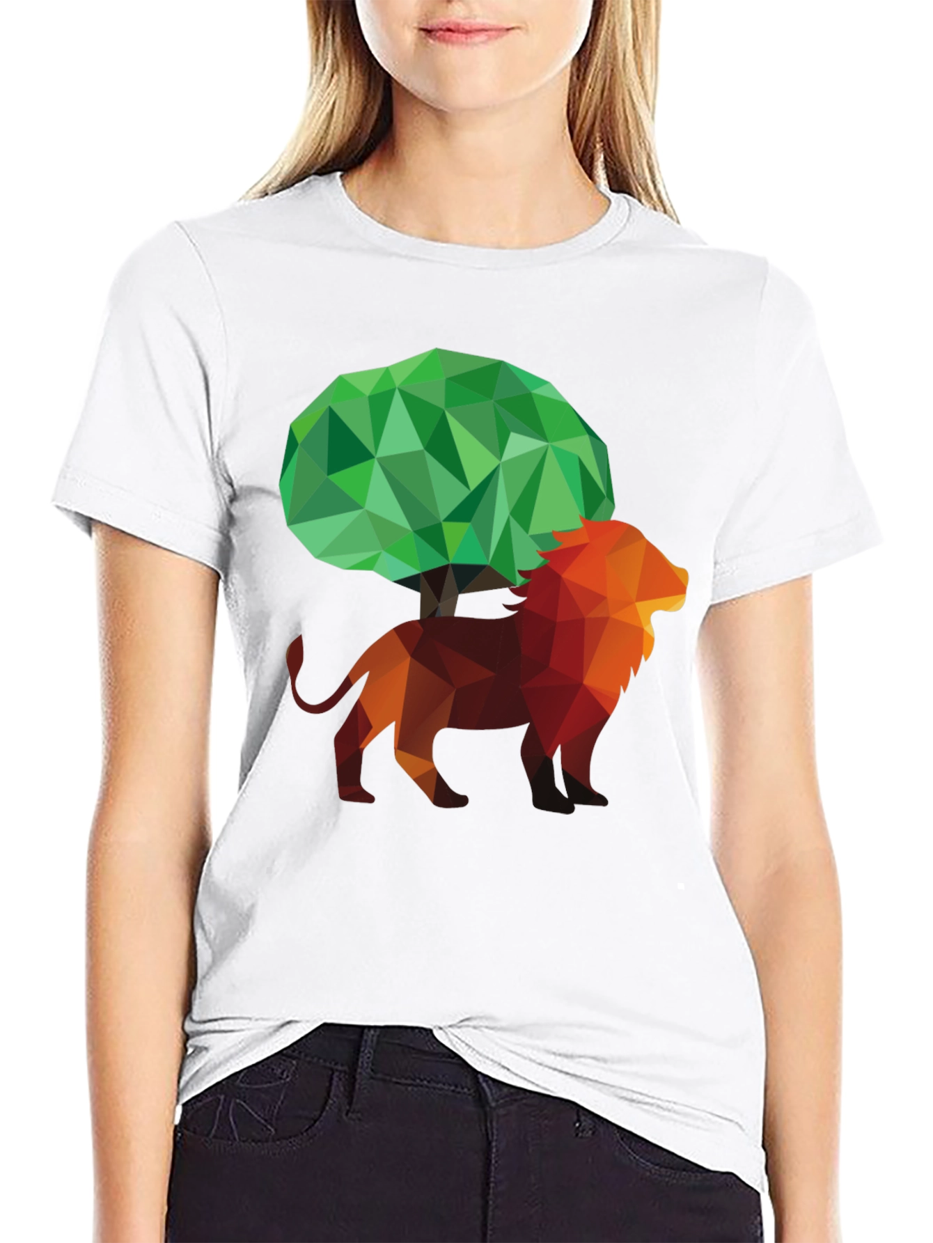 Abstract Lion & Tree Graphic T-Shirt - Unique Design