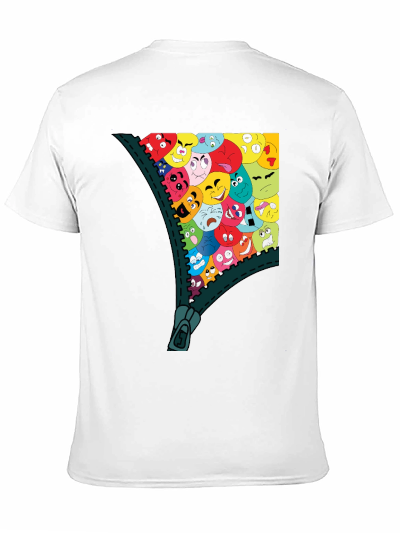 Emoji Zipper Graphic Tee - Unique Fun T-Shirt