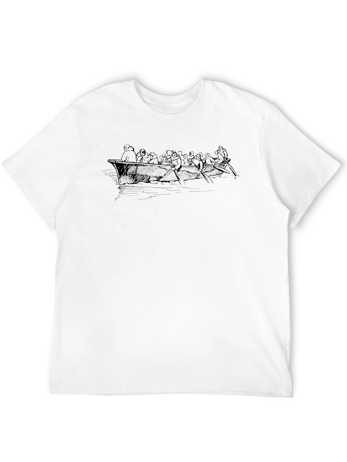 Crew Rowing Boat Graphic Tee - Black