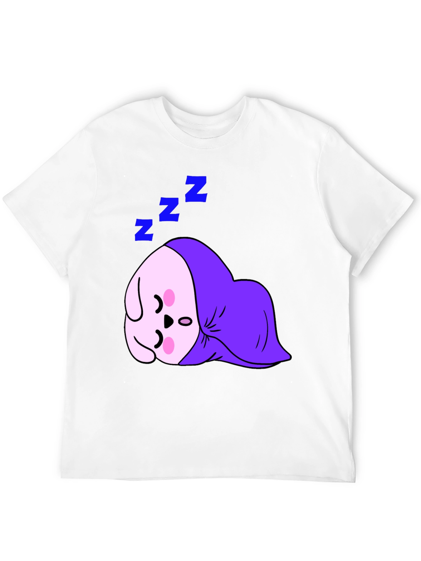 Cute Sleeping Character Black T-Shirt