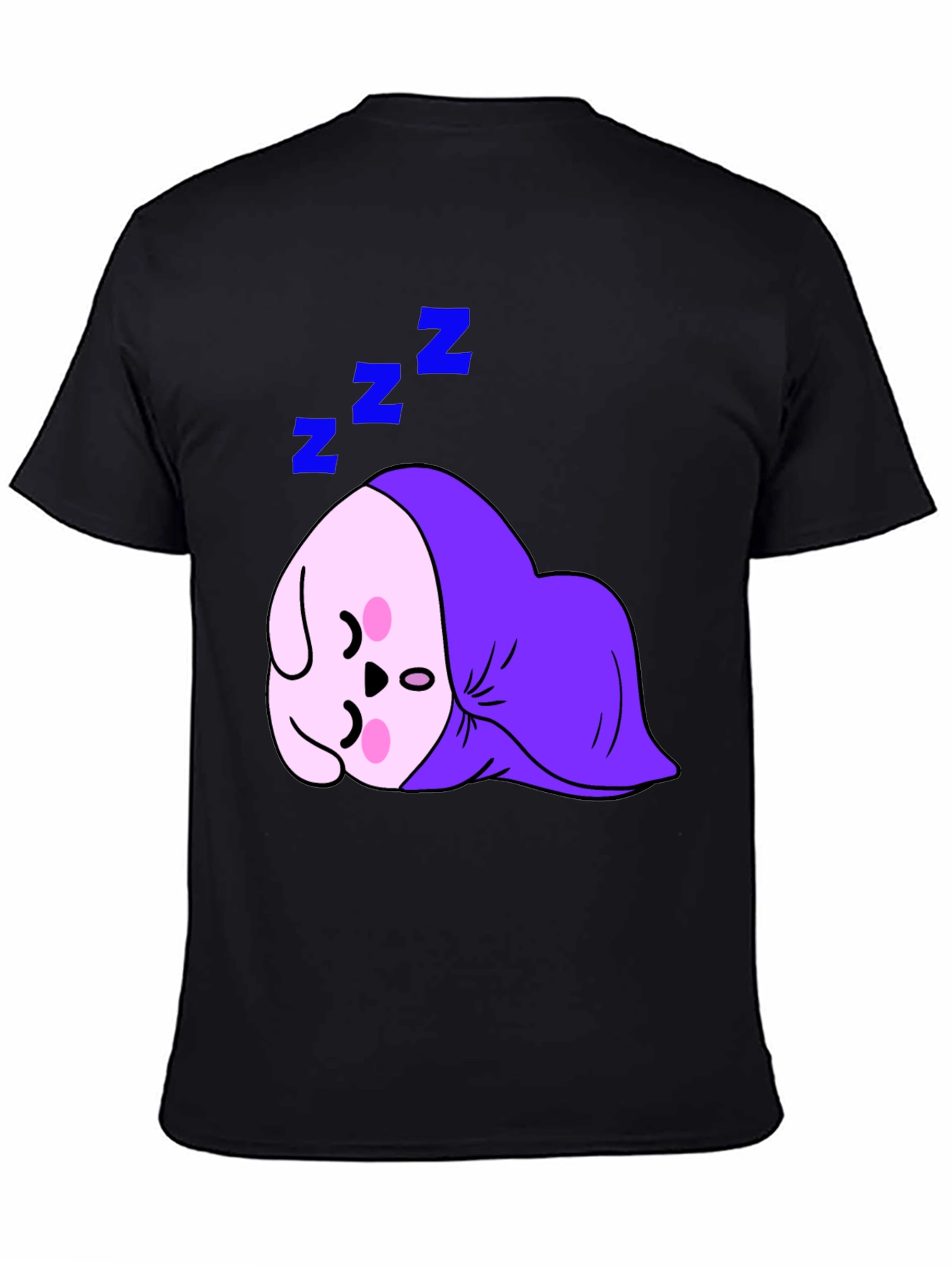 Cute Sleeping Character Black T-Shirt