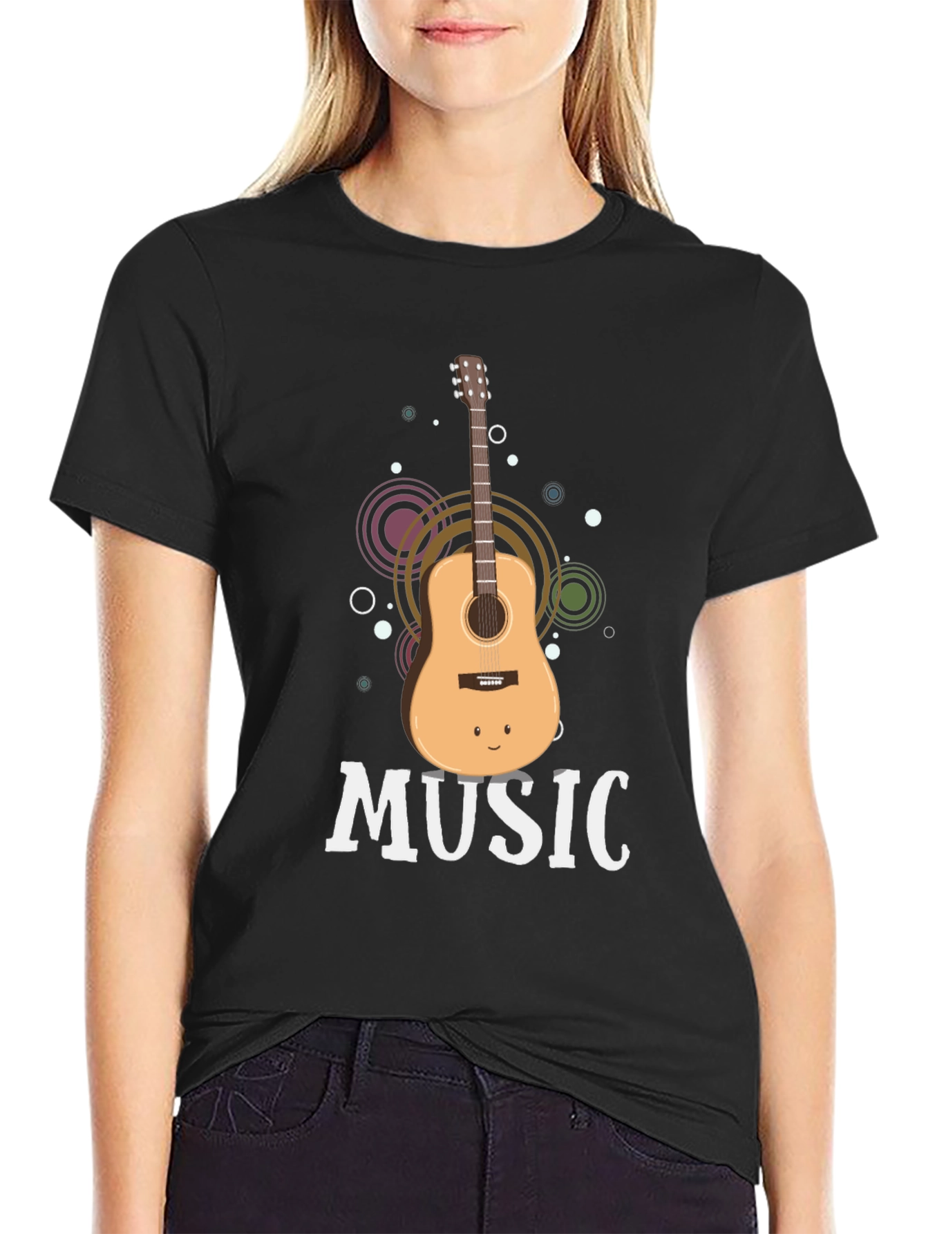 Music Guitar Graphic Tee - Black