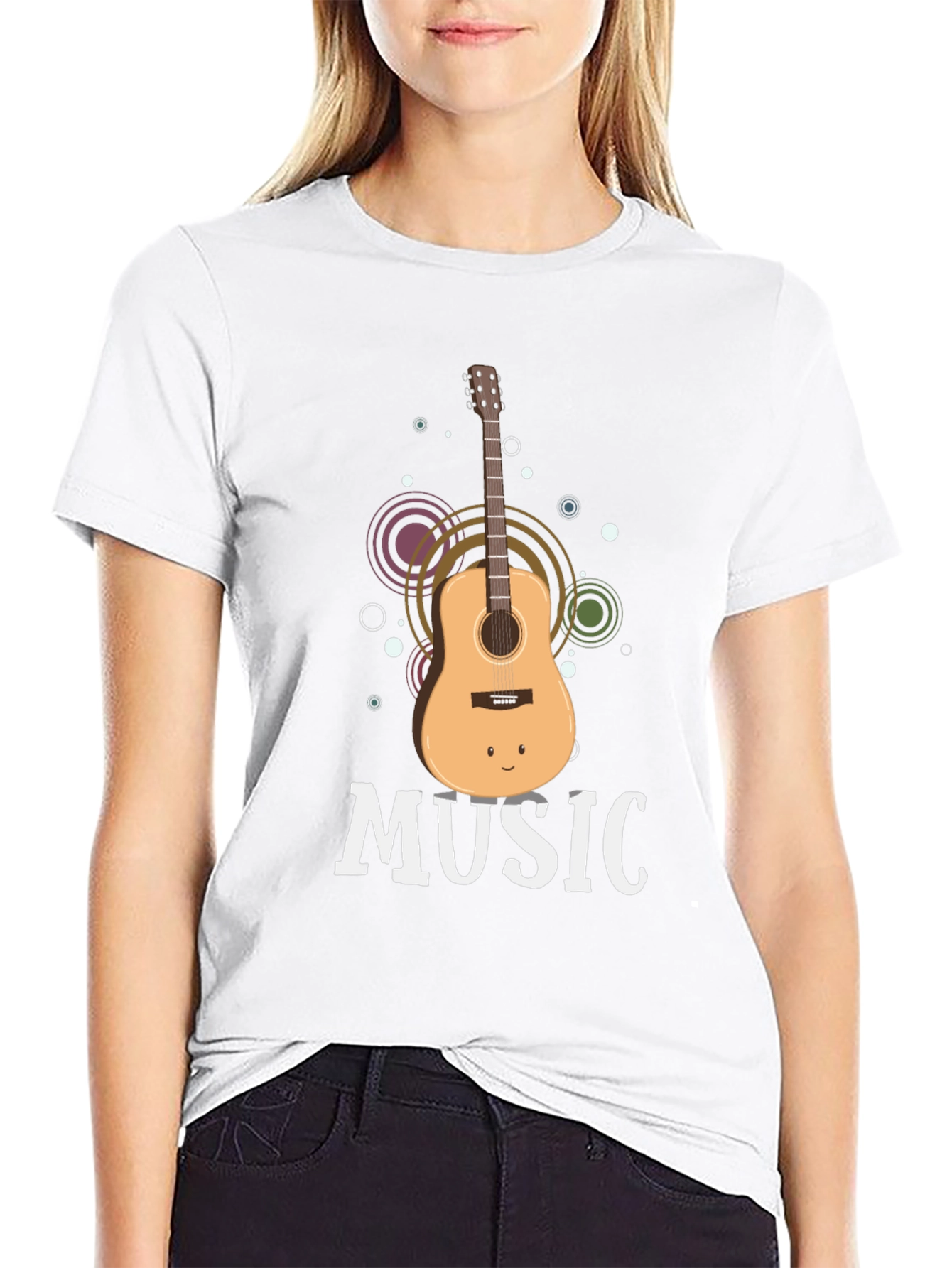 Music Guitar Graphic Tee - Black