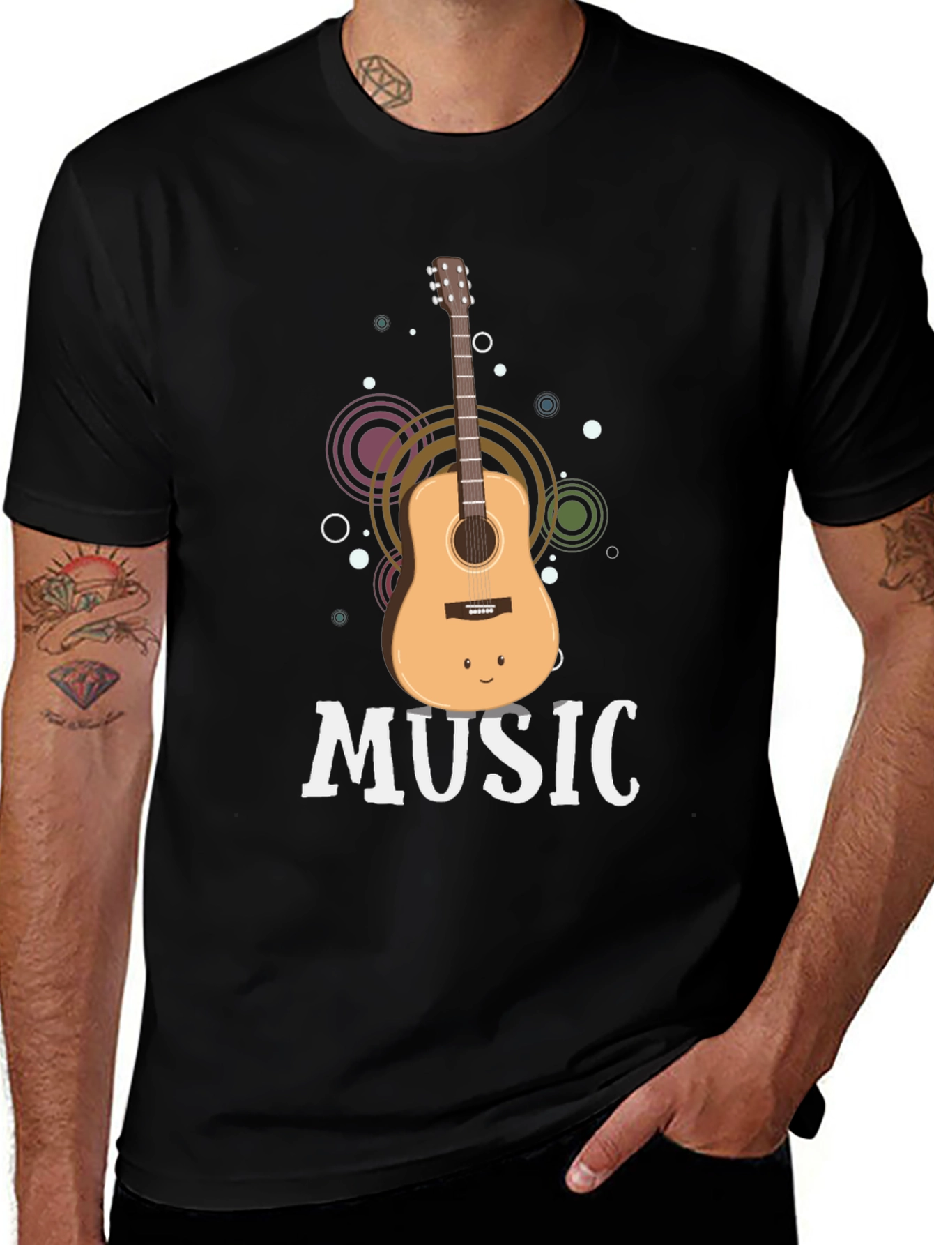 Music Guitar Graphic Tee - Black