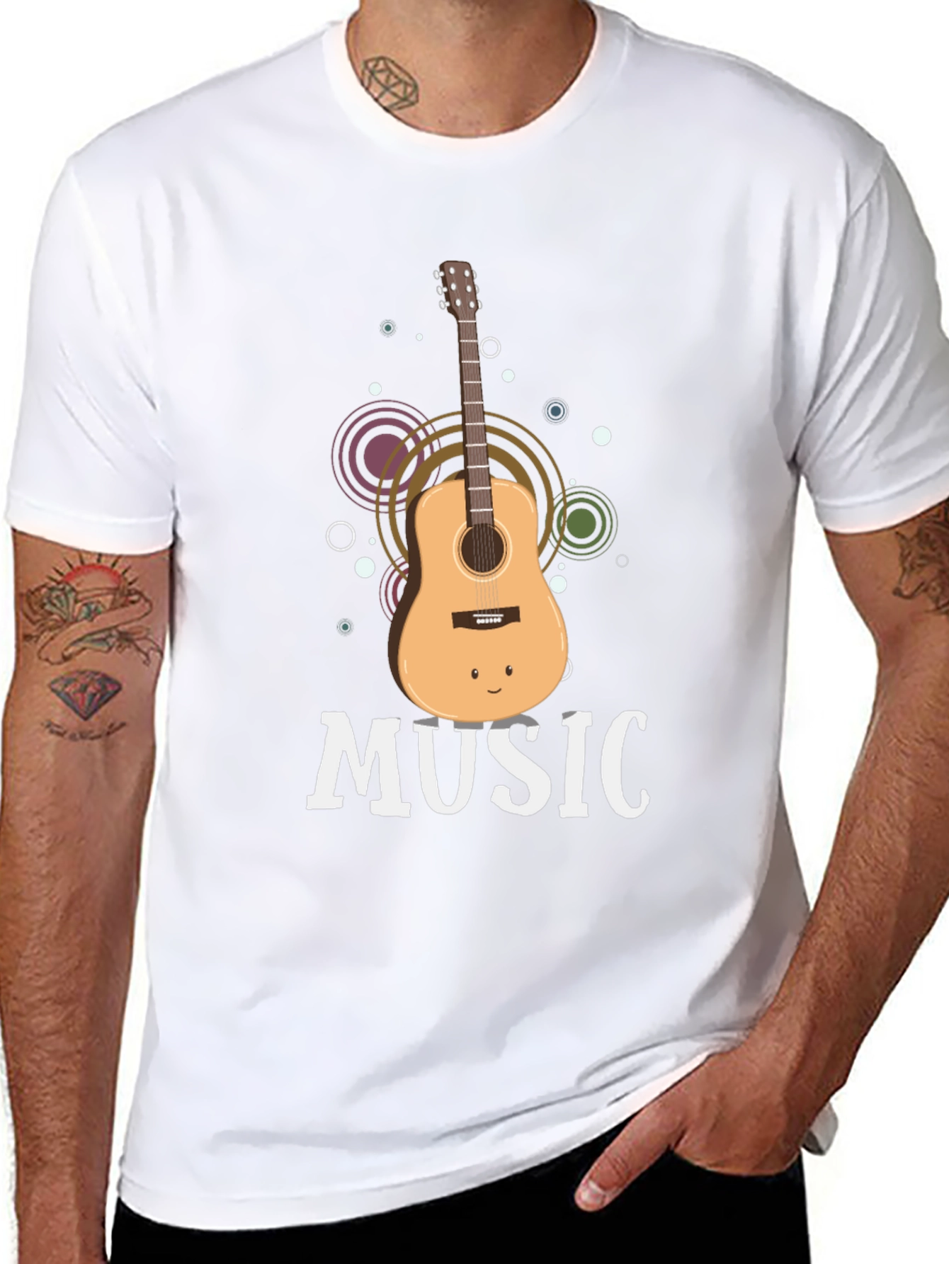 Music Guitar Graphic Tee - Black
