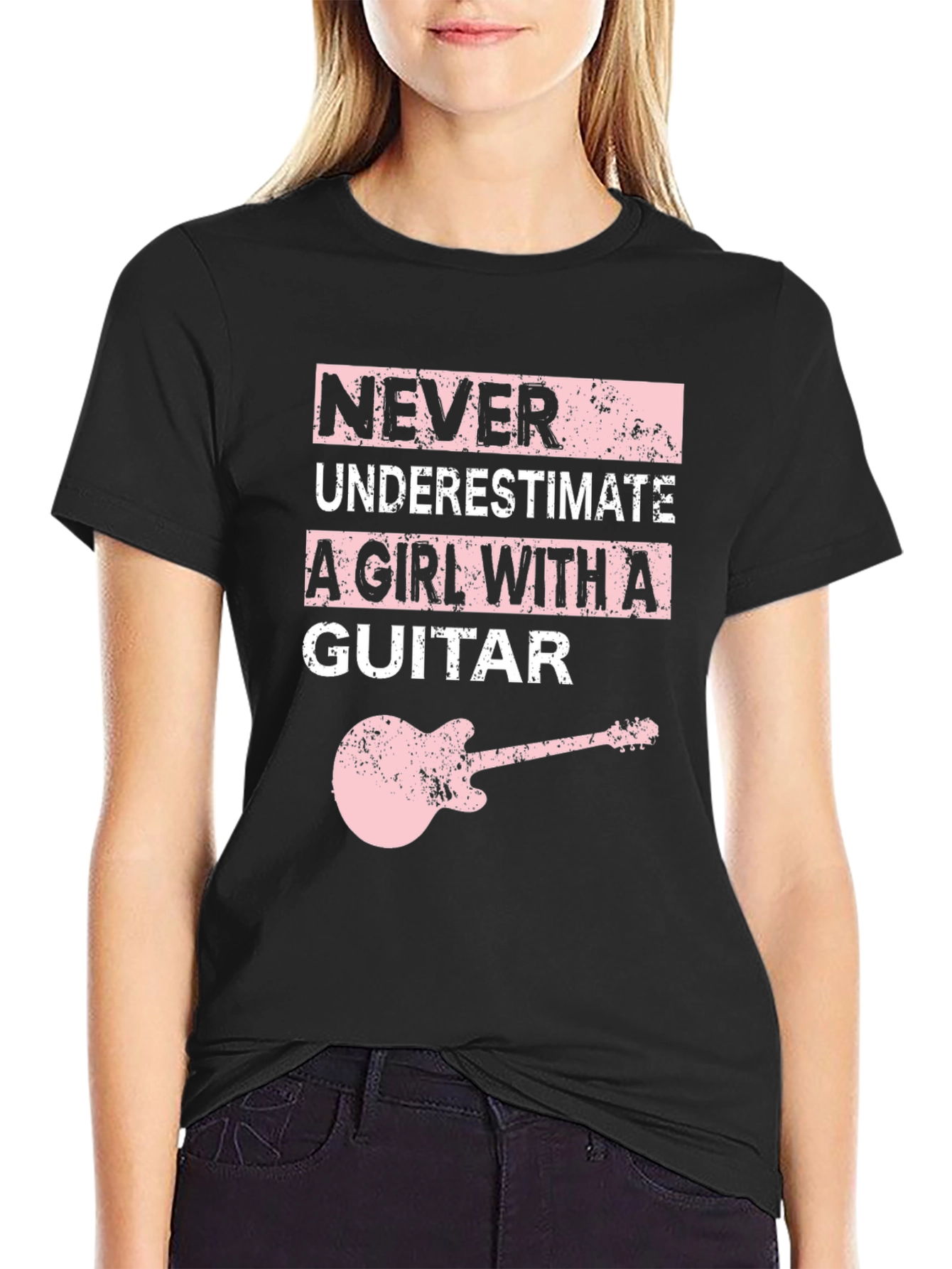 Never Underestimate a Girl with a Guitar T-Shirt