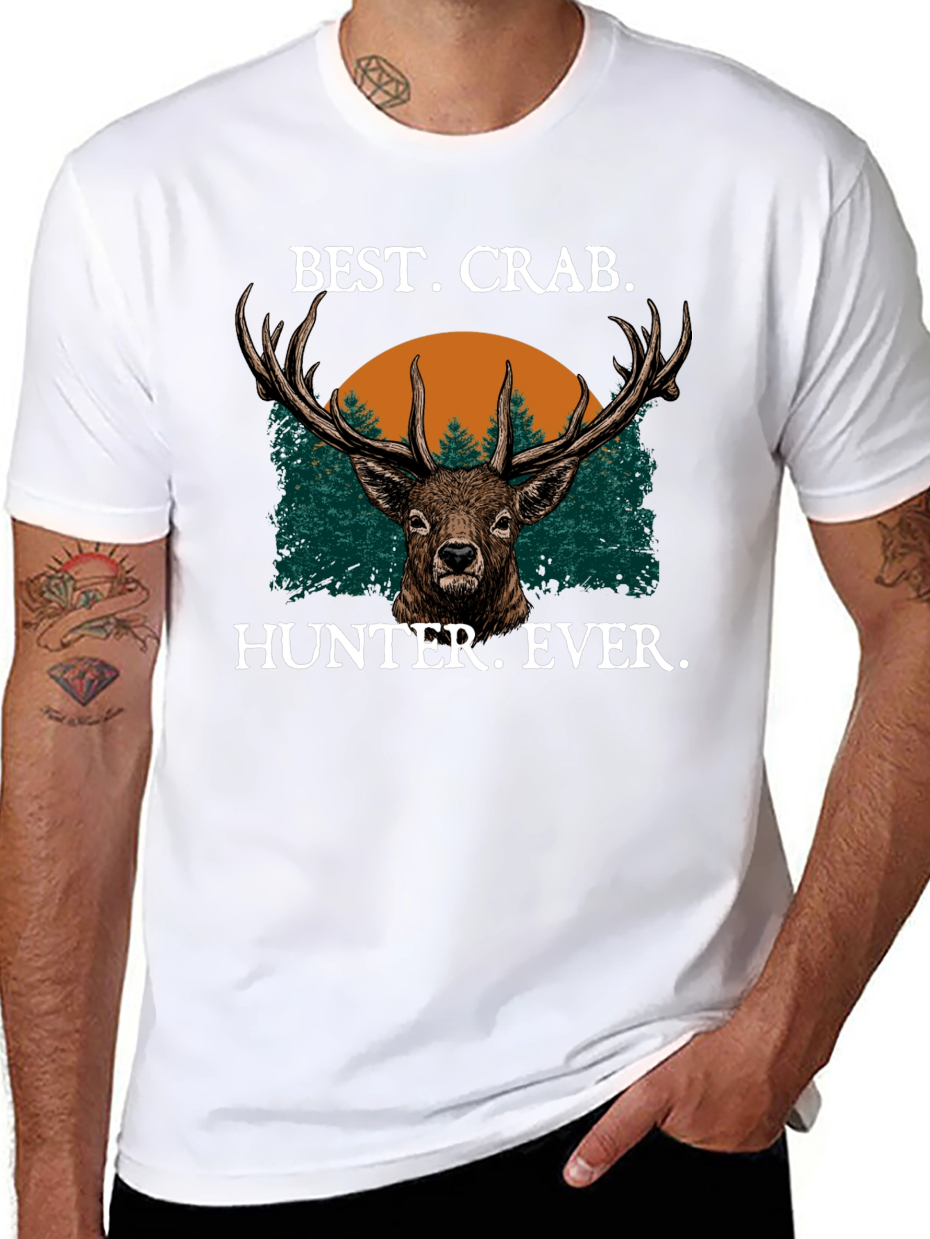 Best Crab Hunter Ever Black T-Shirt Deer Graphic