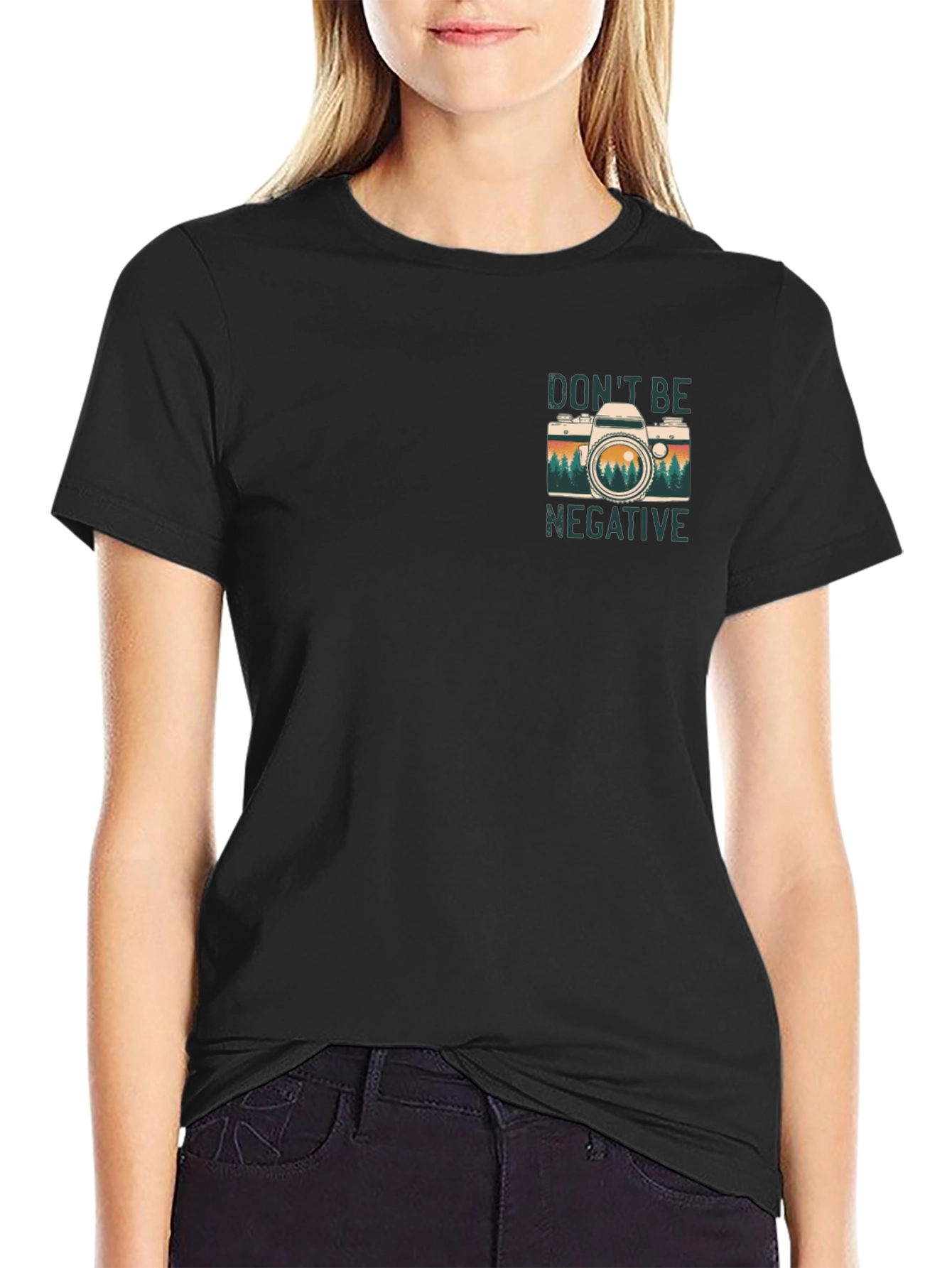 Retro Camera Graphic Tee - Dont Be Negative