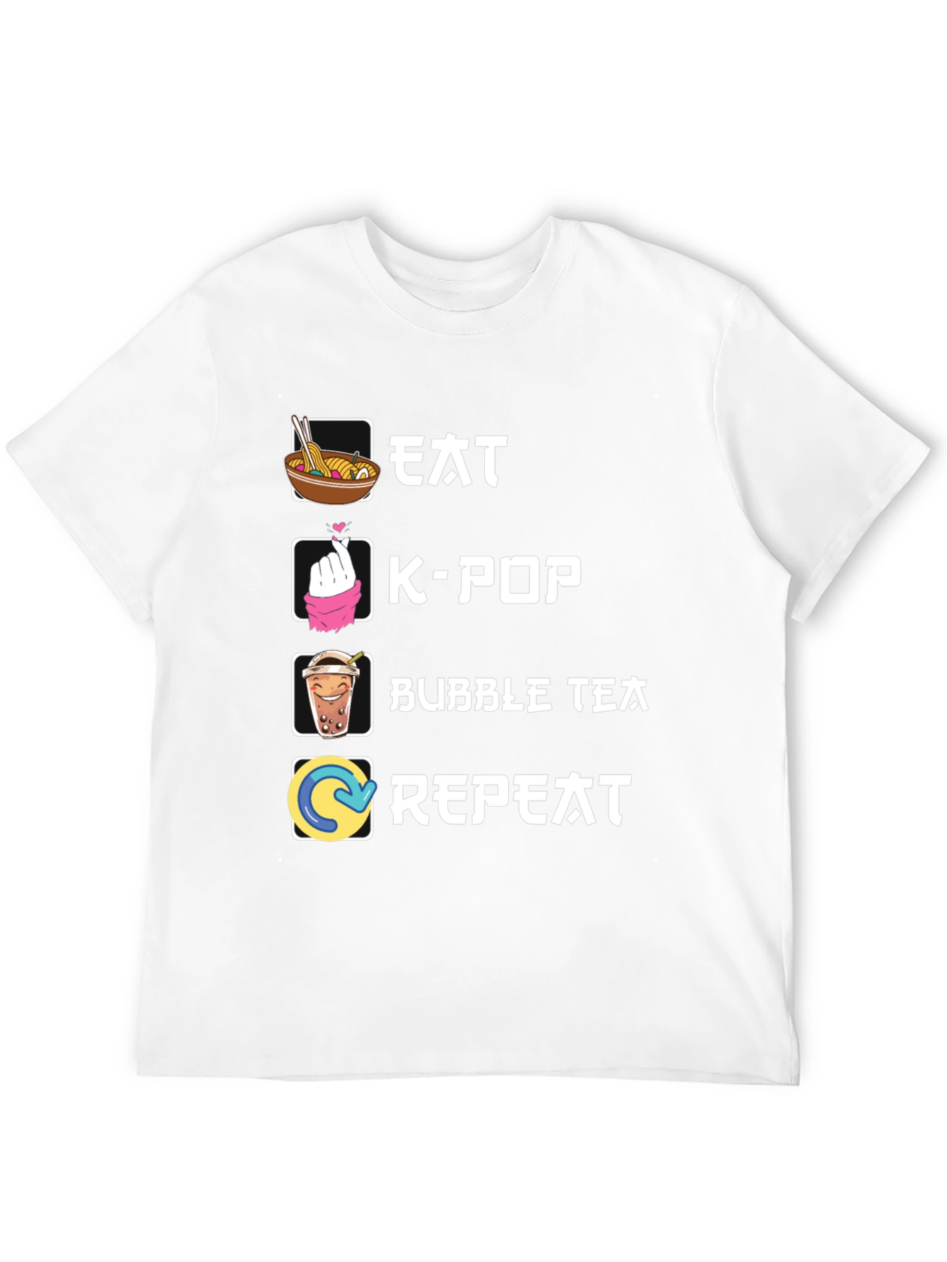 Eat K-Pop Bubble Tea Repeat Black T-Shirt