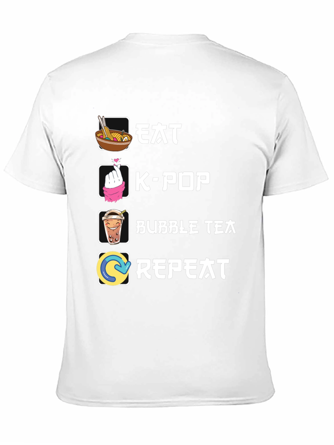 Eat K-Pop Bubble Tea Repeat Black T-Shirt