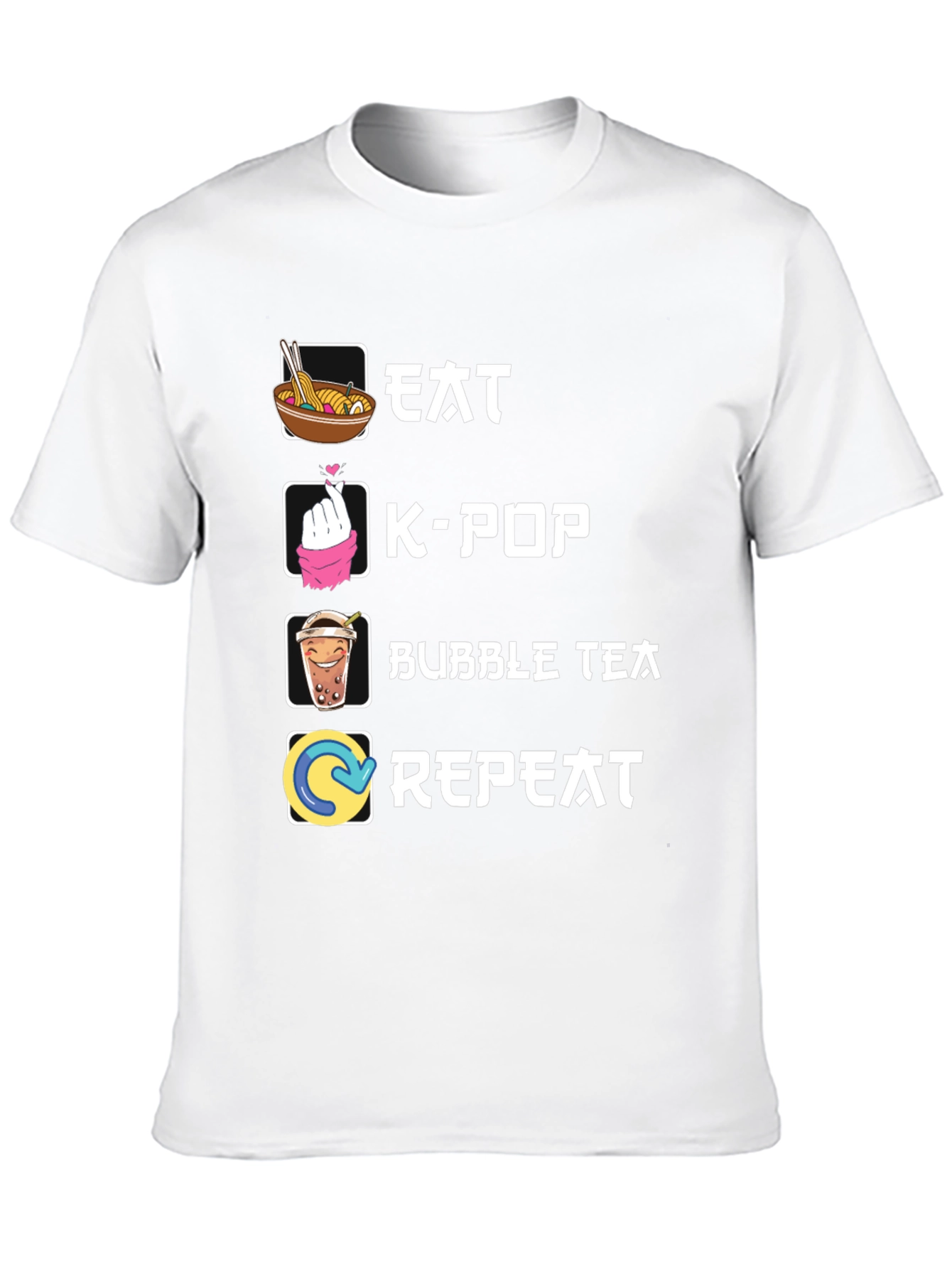 Eat K-Pop Bubble Tea Repeat Black T-Shirt