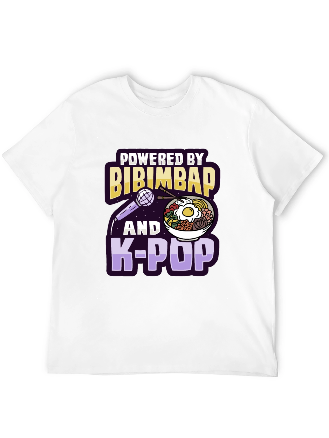 Powered By Bibimbap and K-Pop Black T-Shirt