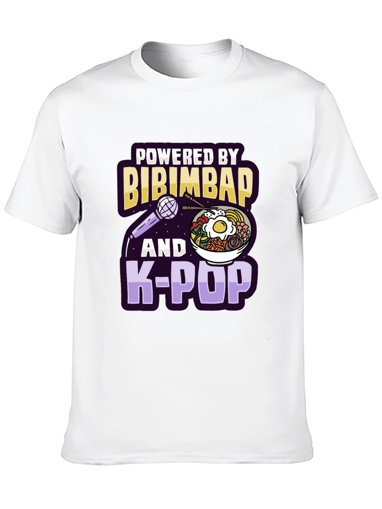 Powered By Bibimbap and K-Pop Black T-Shirt