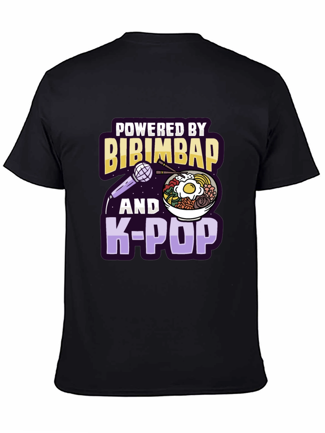 Powered By Bibimbap and K-Pop Black T-Shirt