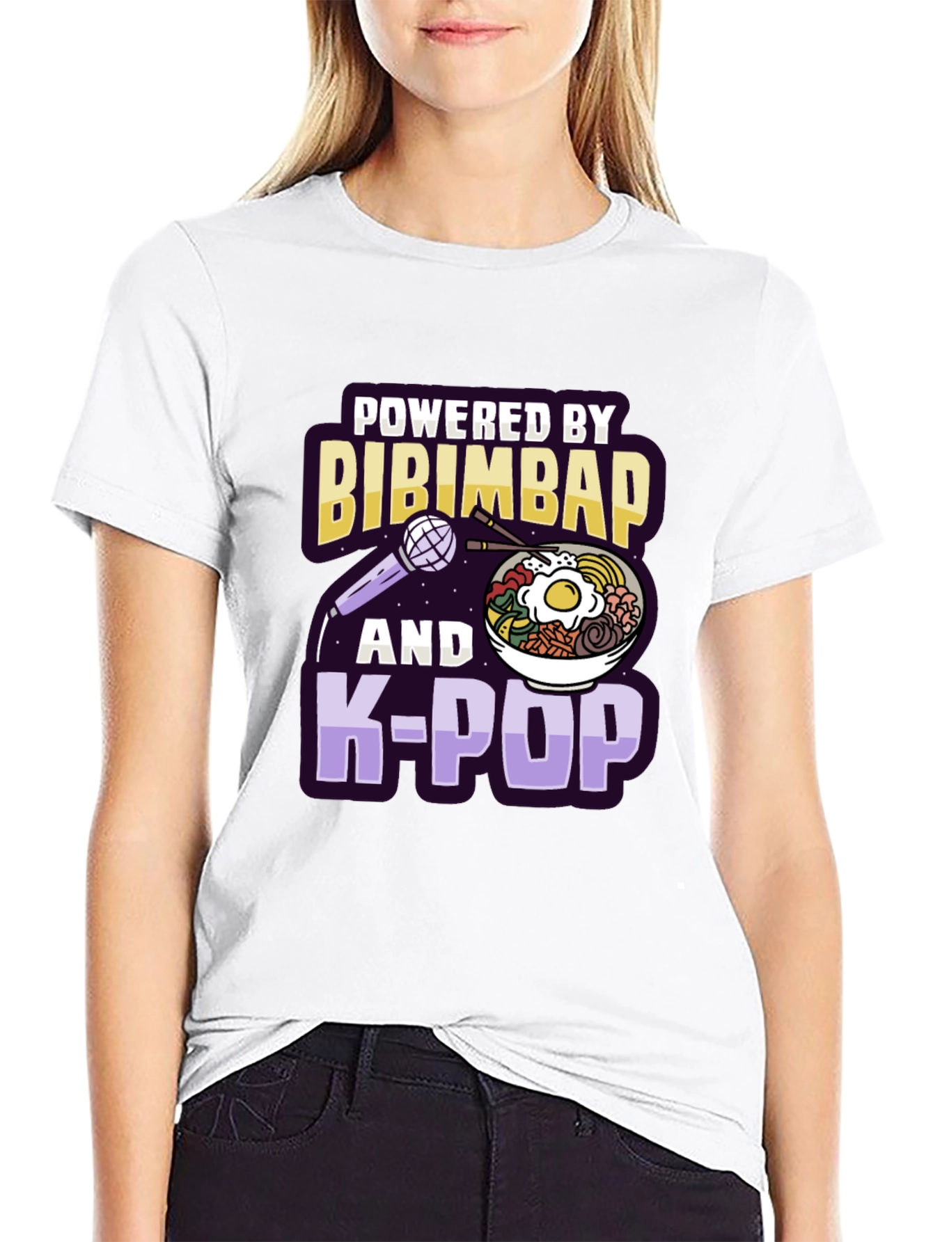 Powered By Bibimbap and K-Pop Black T-Shirt