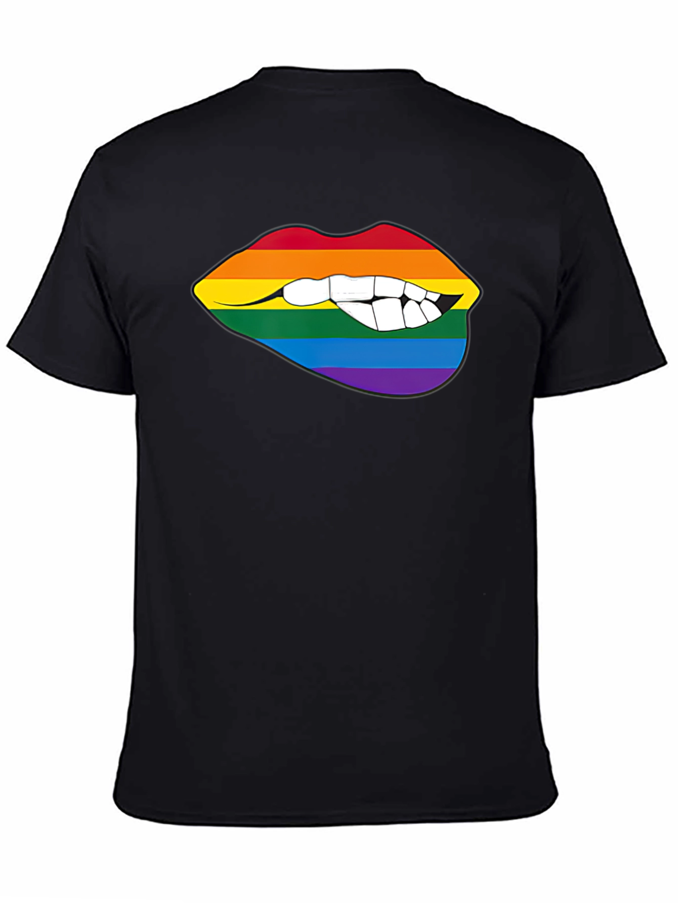 Rainbow Lips Bite Graphic Tee - LGBTQ+ Pride Shirt